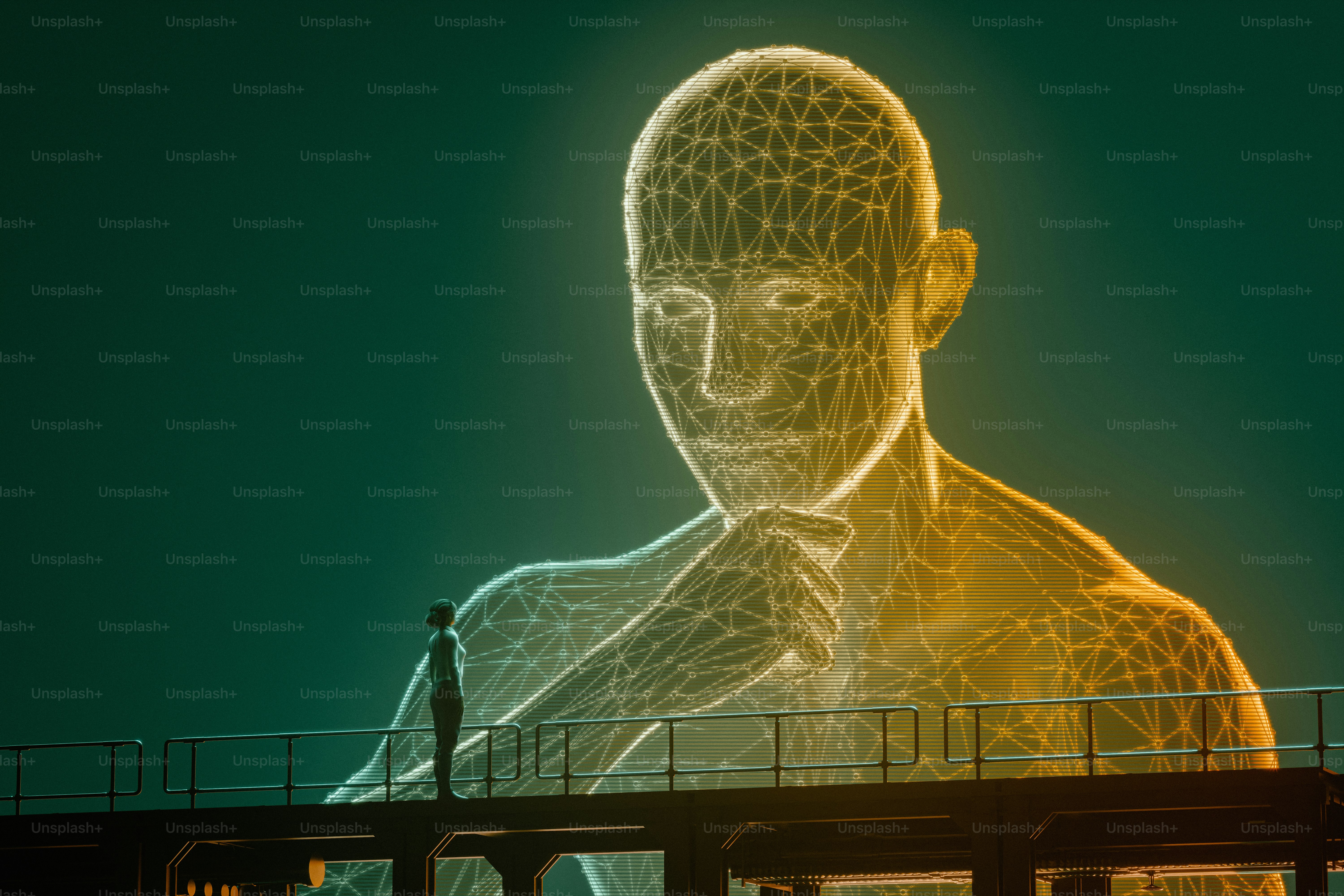 A man is standing on a bridge and looking at something