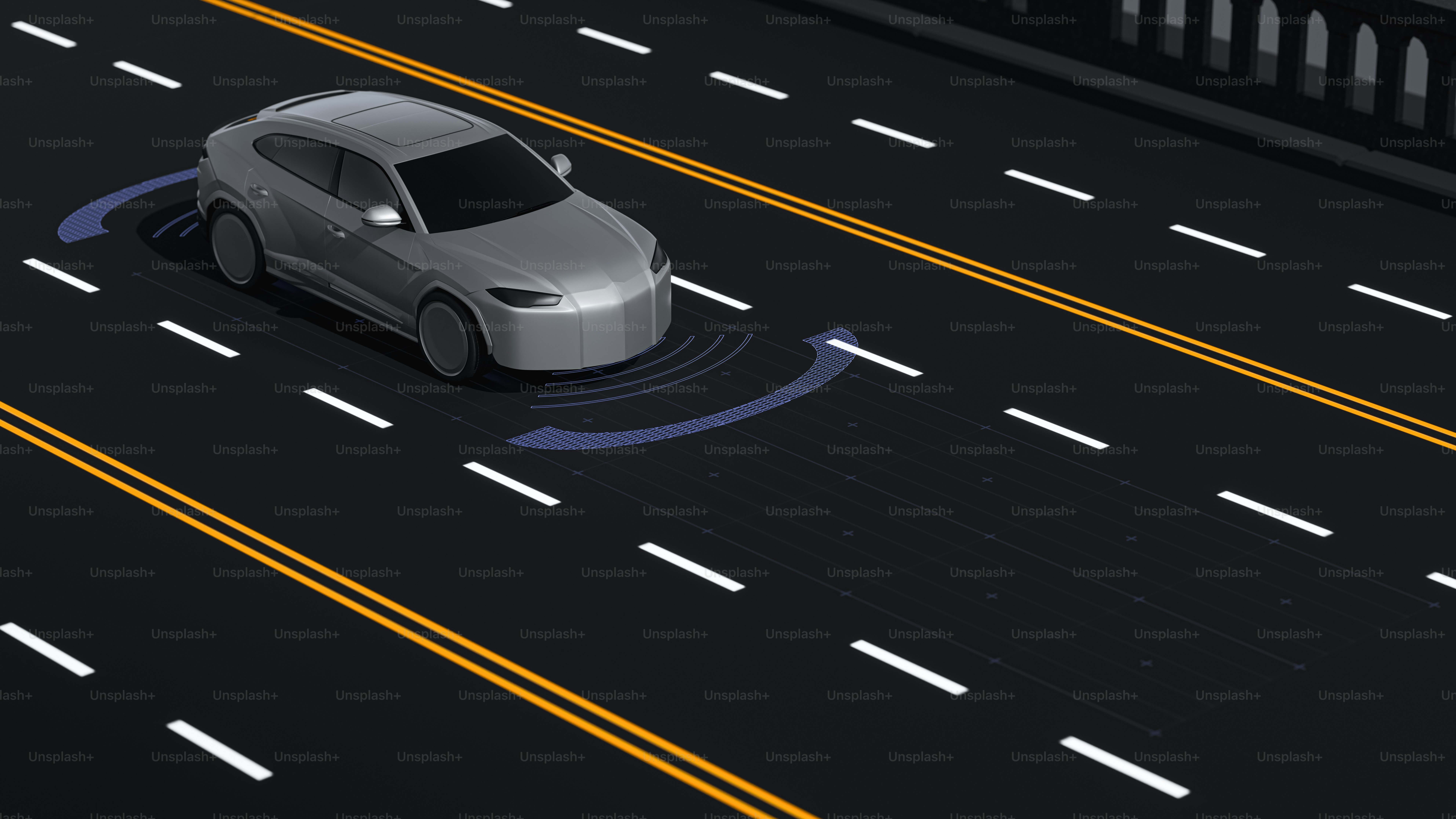 A car that is driving down a street