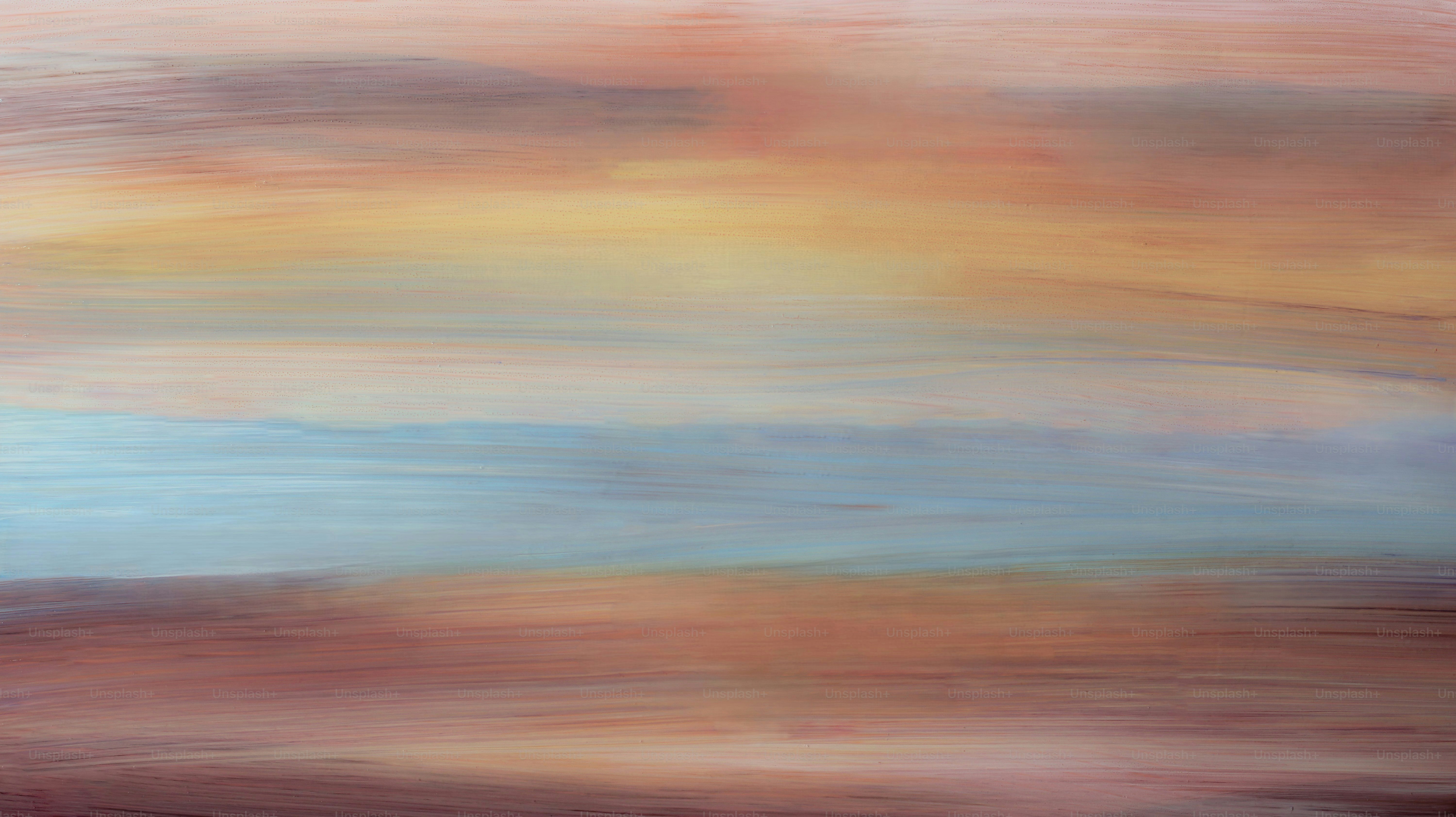 Abstract painting with various warm and cool colors.