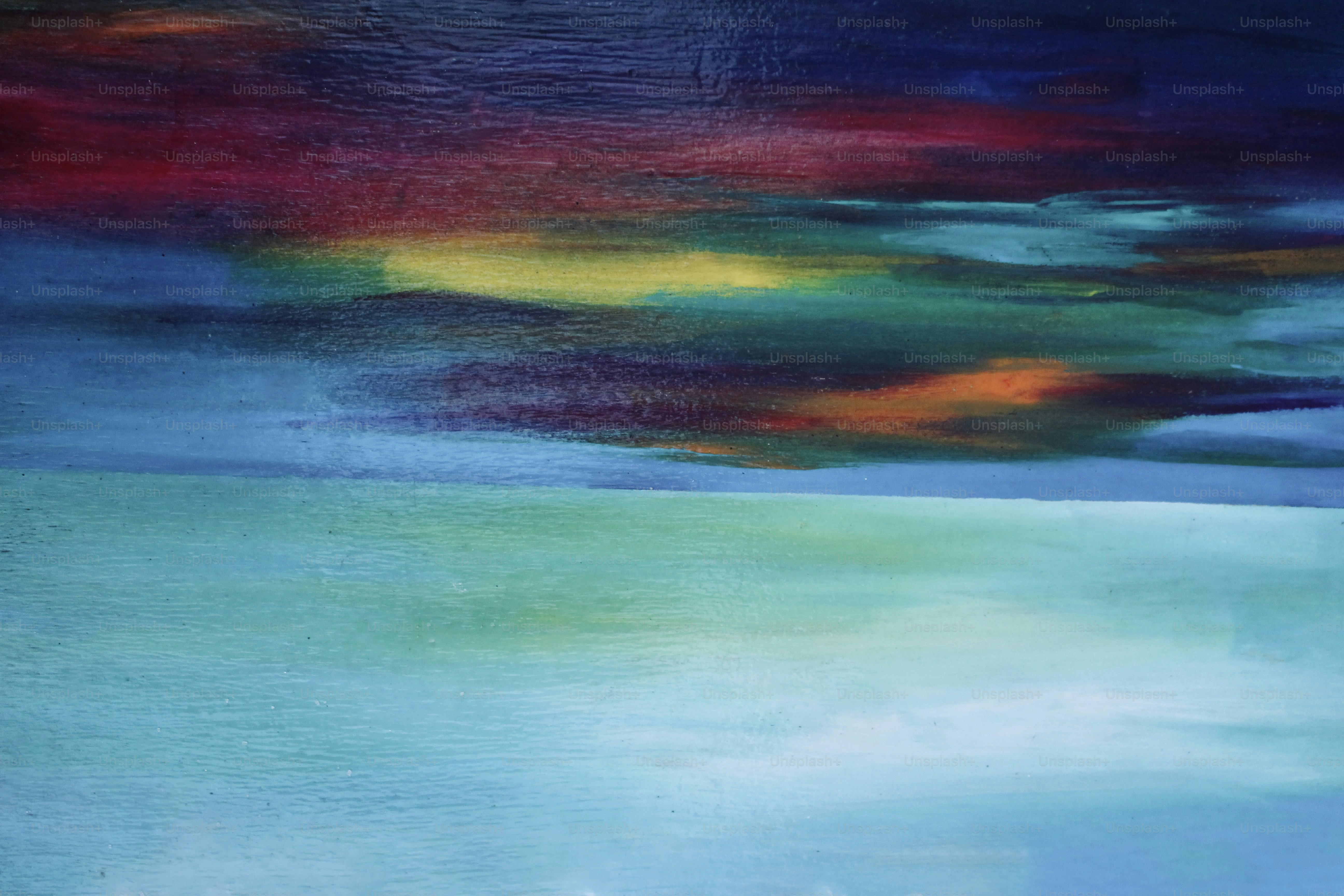 Colorful abstract painting of a sky and sea