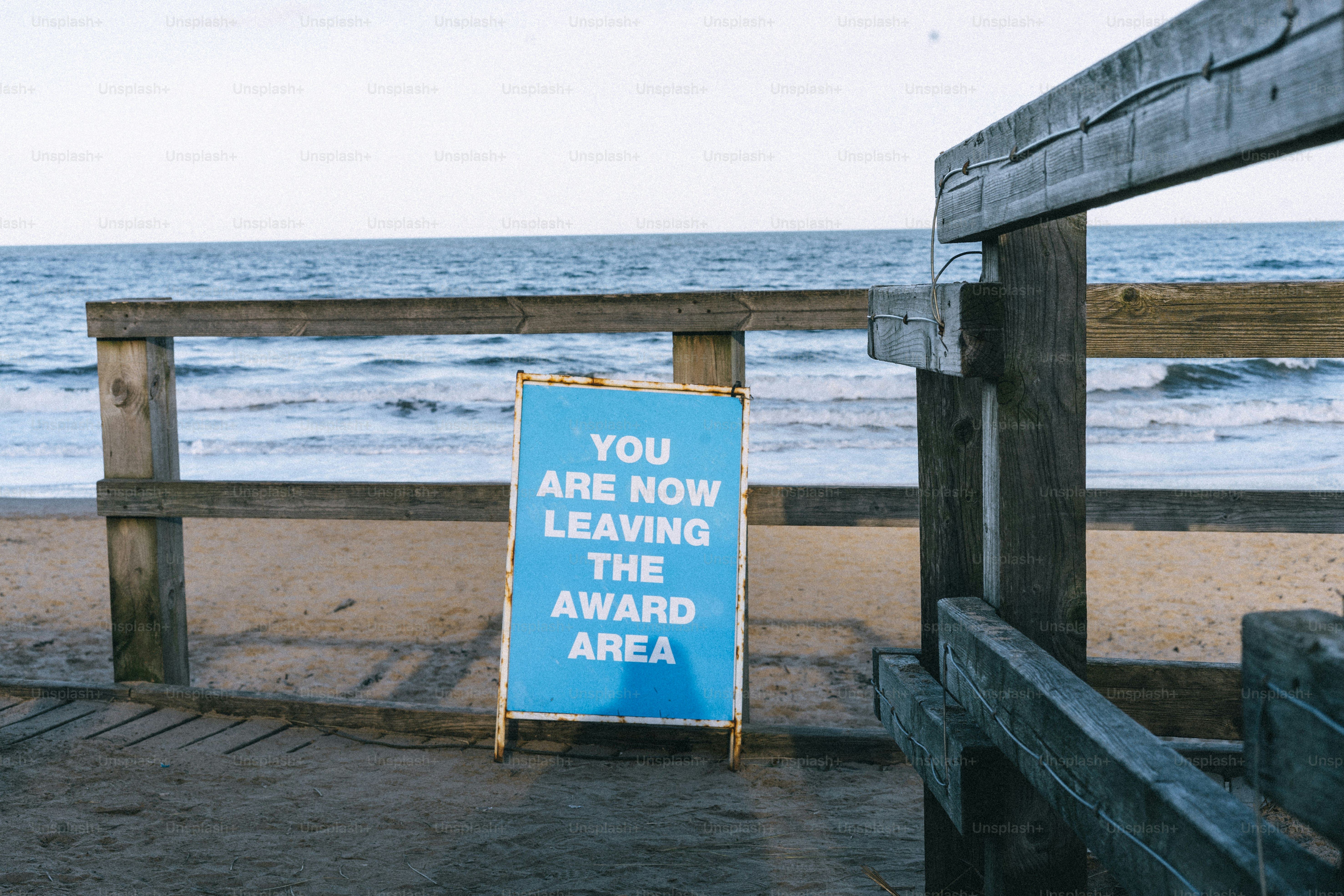Sign says: "you are leaving the award area".