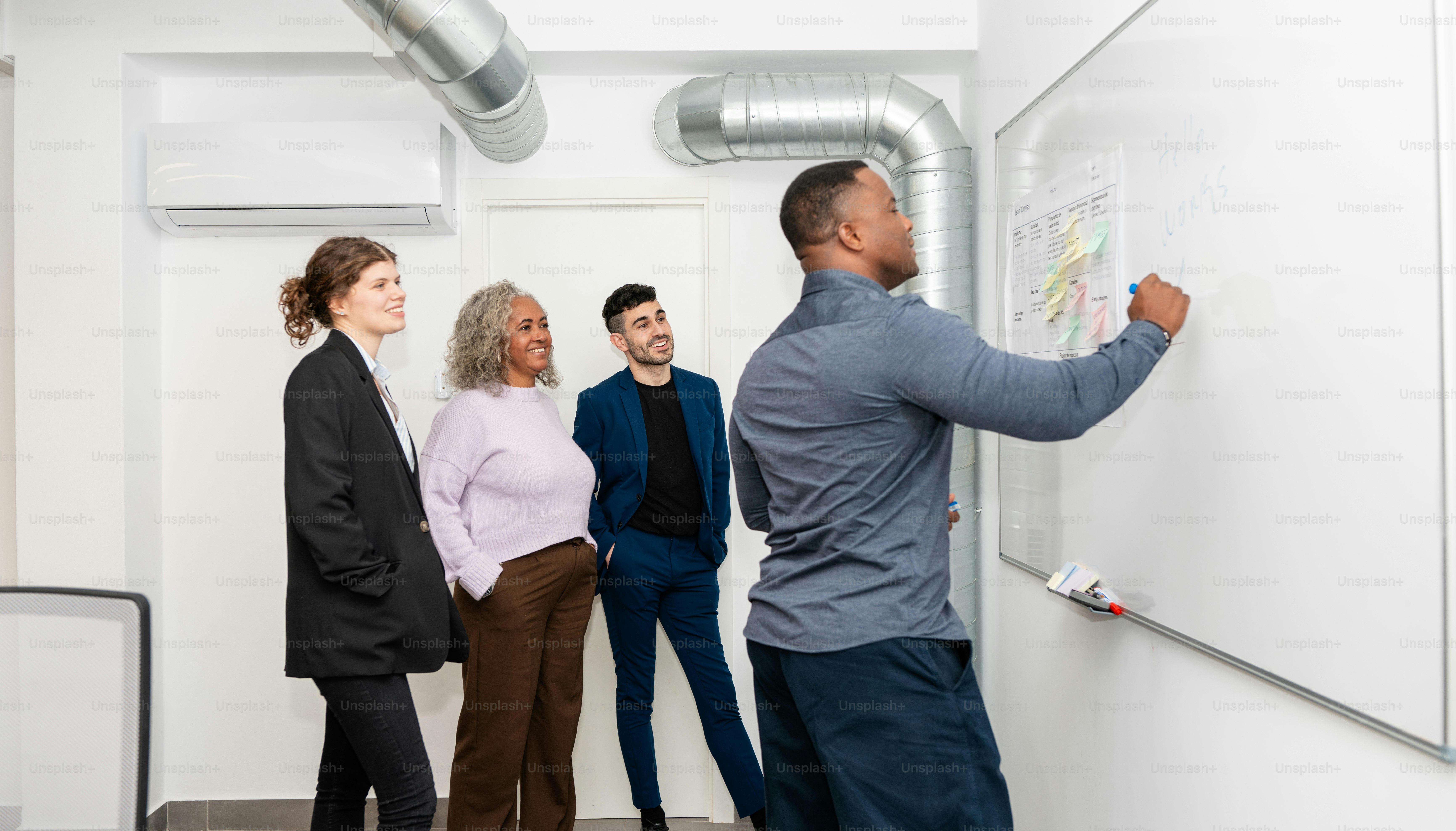 Whiteboard strategy session in a collaborative workspace