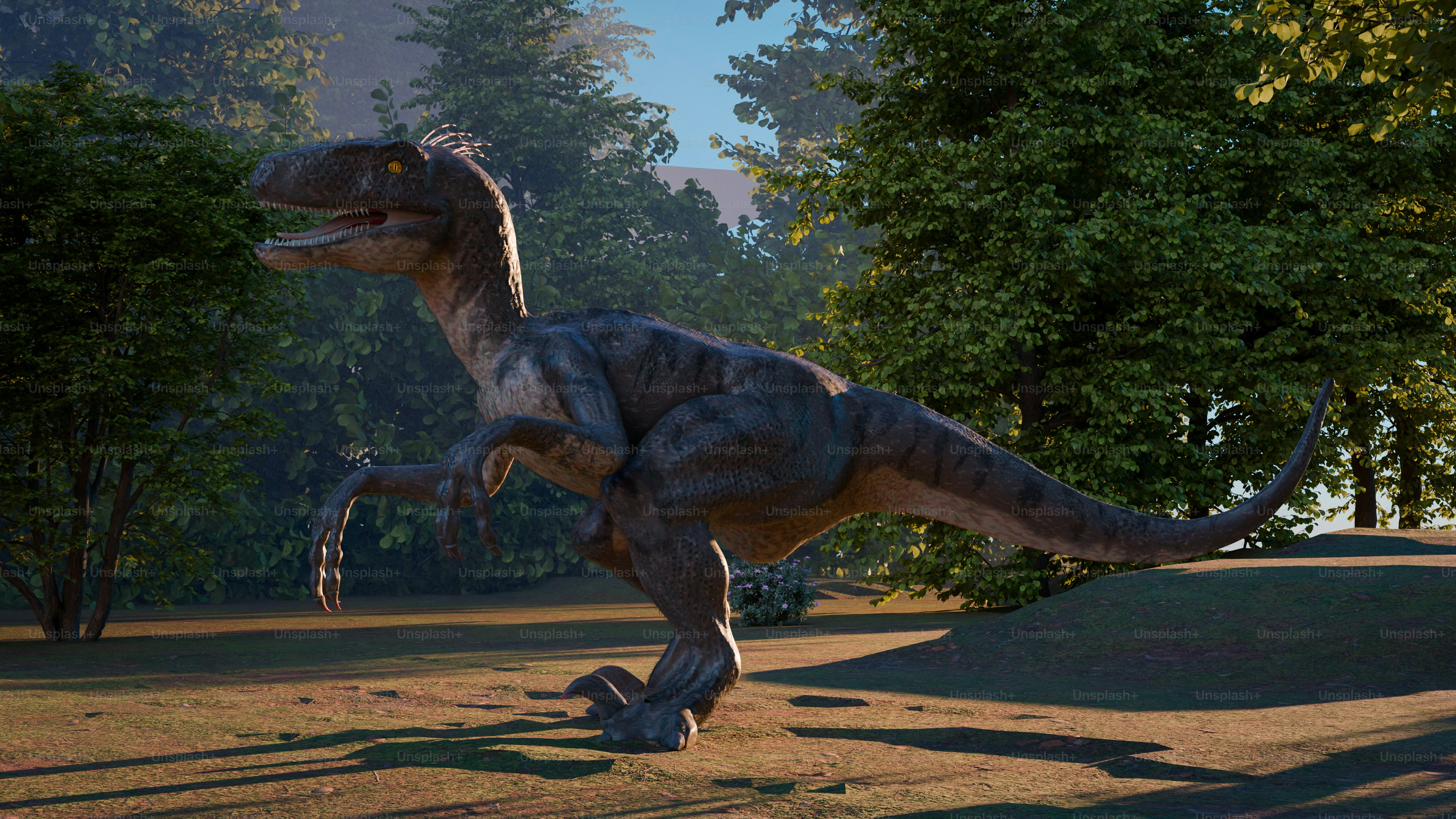 A raptor in a foresty environment. photo – 3d render Image on Unsplash