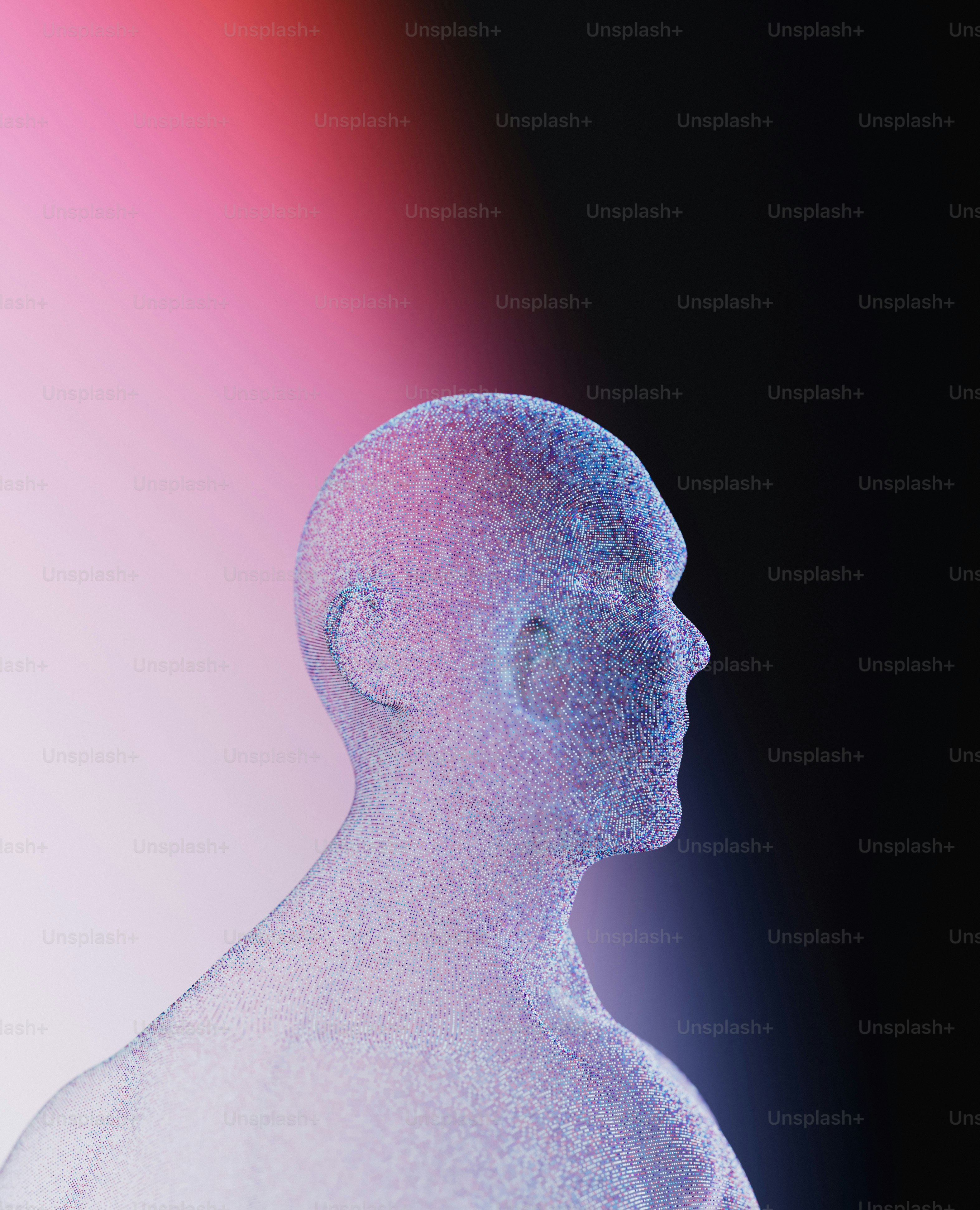 A silhueta de uma pessoa é pontilhada de luz. foto – Imagem sobre Abstrair  na Unsplash, image size:3000x3704