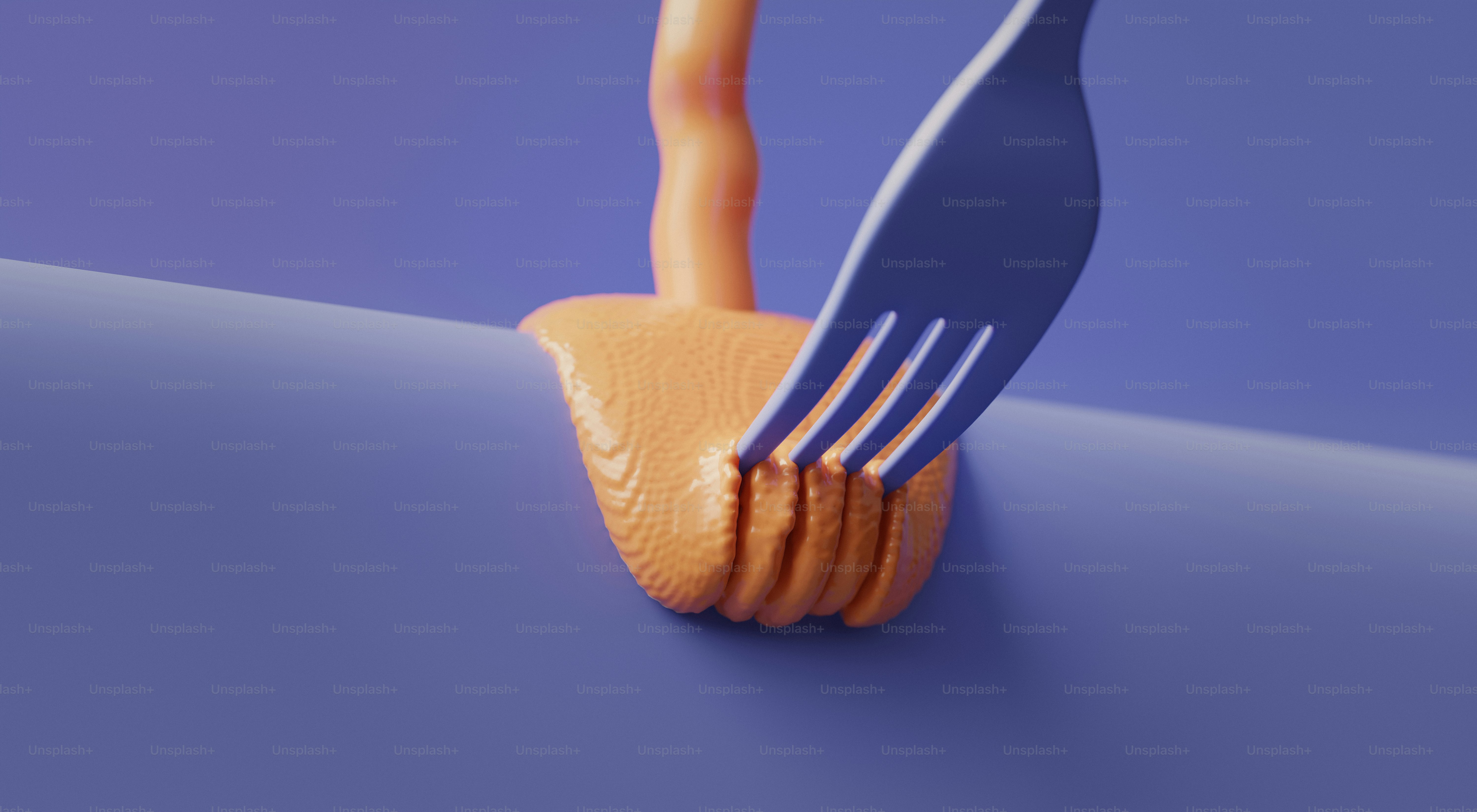 Fork dipping into thick, orange substance.