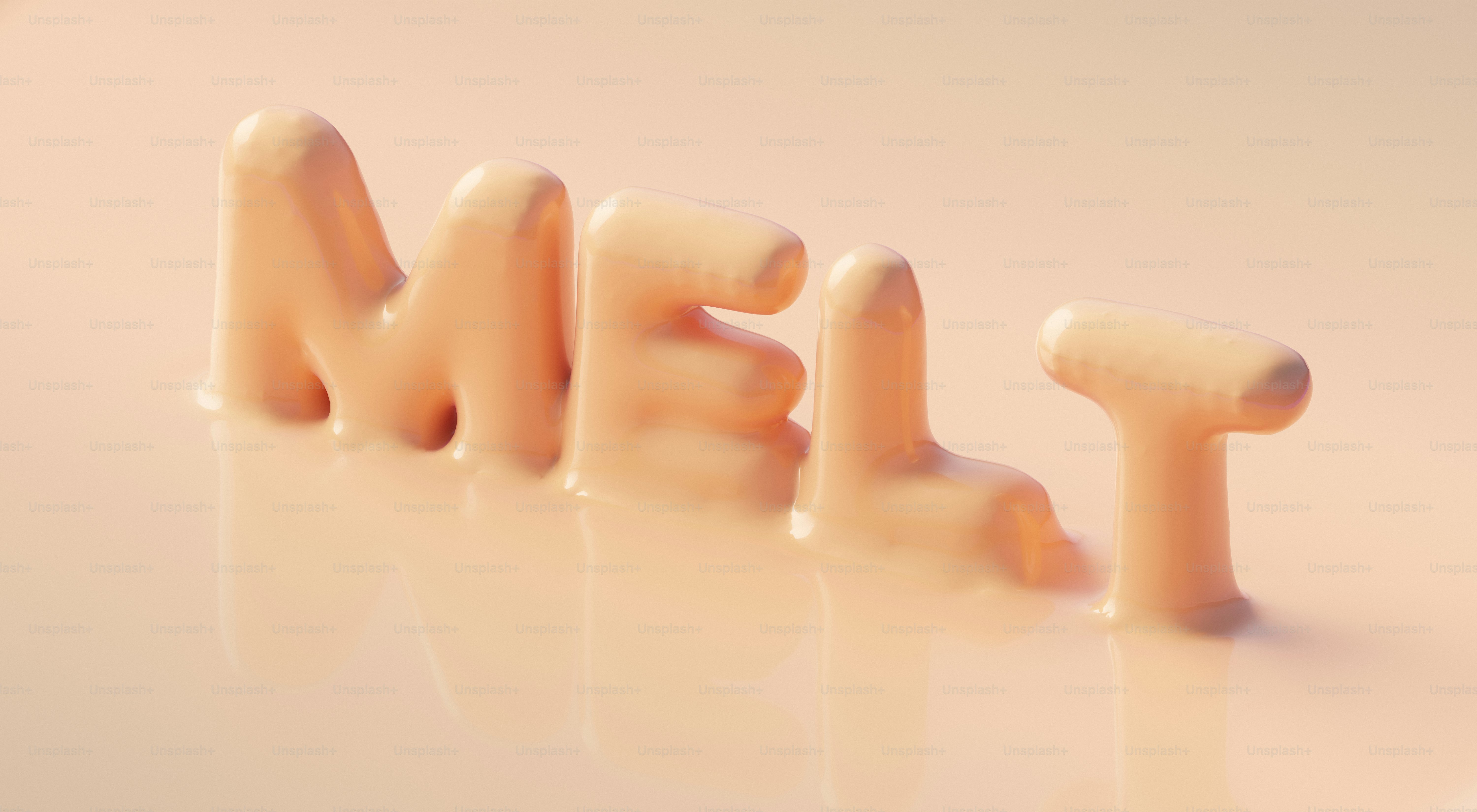 The word "melt" is melting into liquid.