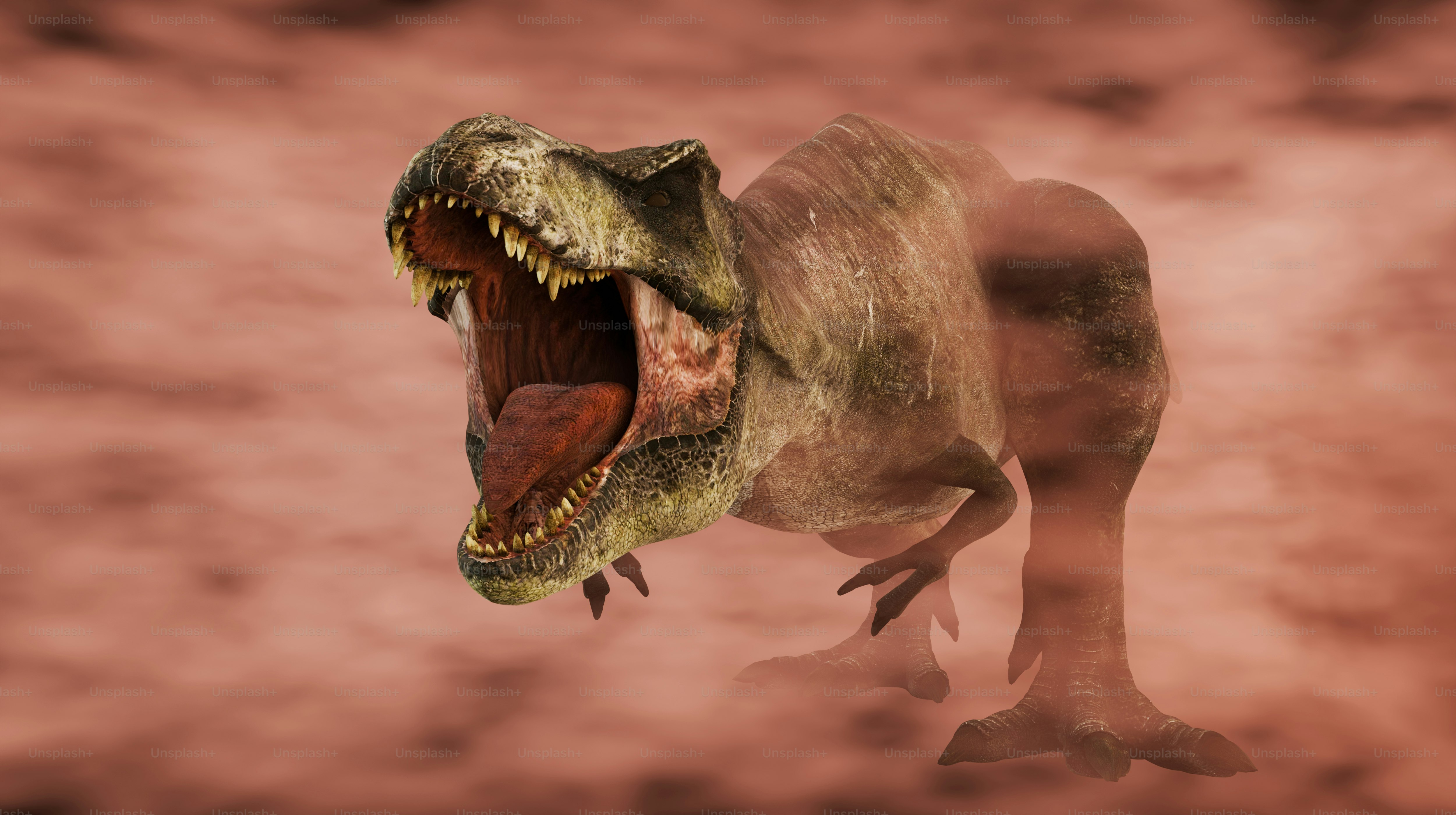 Sembra che un ruggente tirannosauro rex stia caricando.