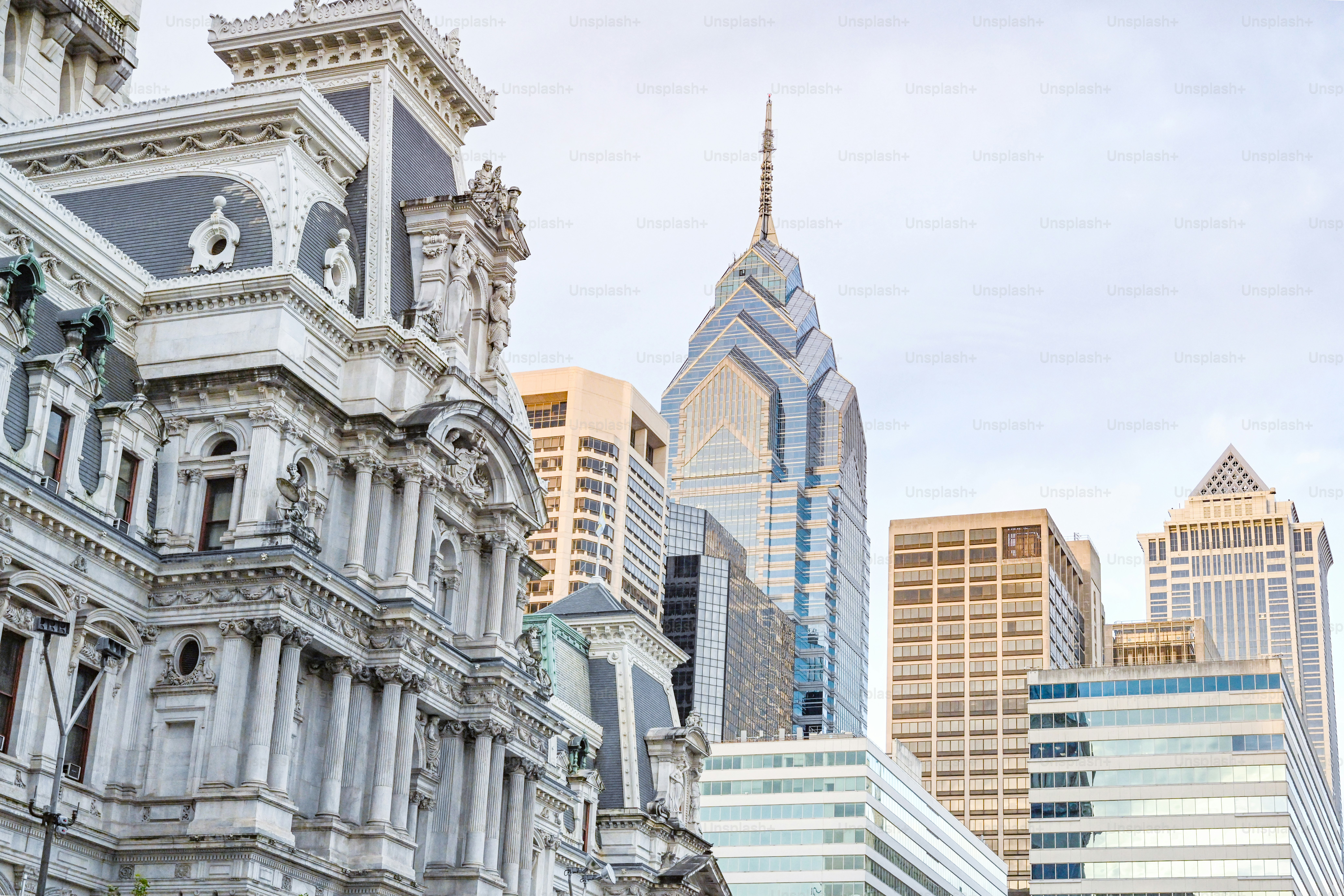 Center city Philadelphia, skyline. City hall in the foreground.