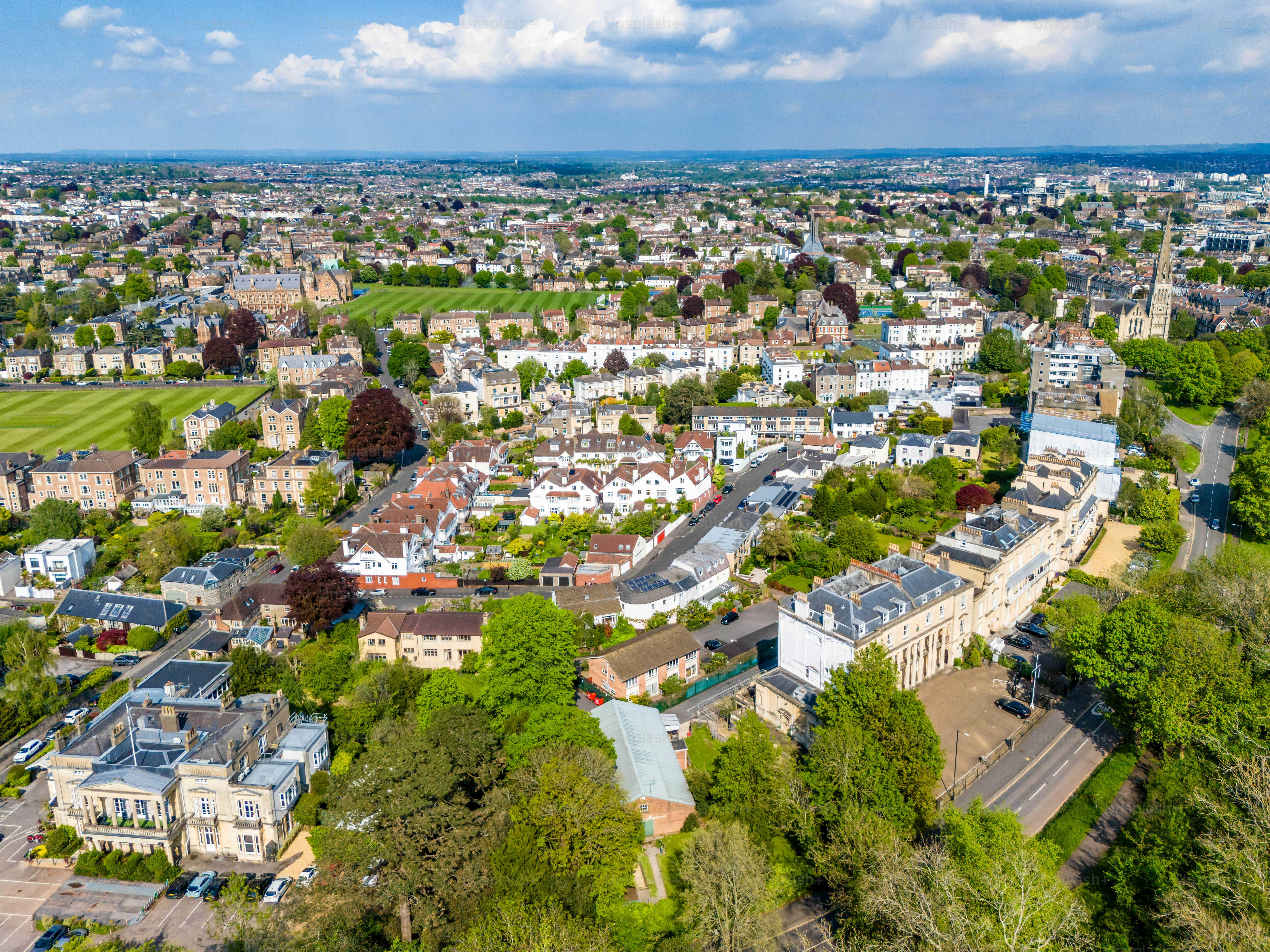 Aerial view of the Clifton suburb of Bristol