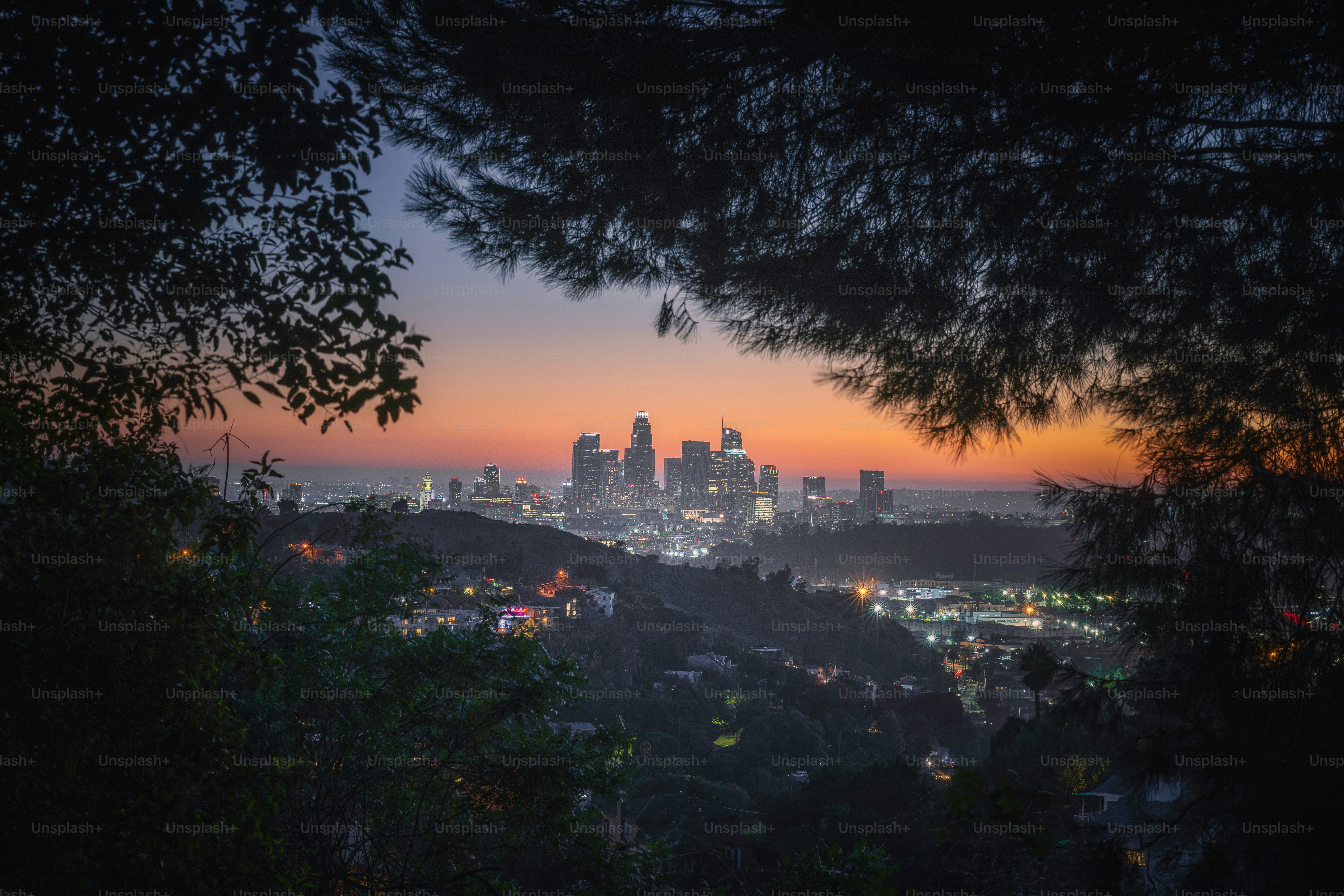 Stadtbild von Los Angeles im Lichtlicht