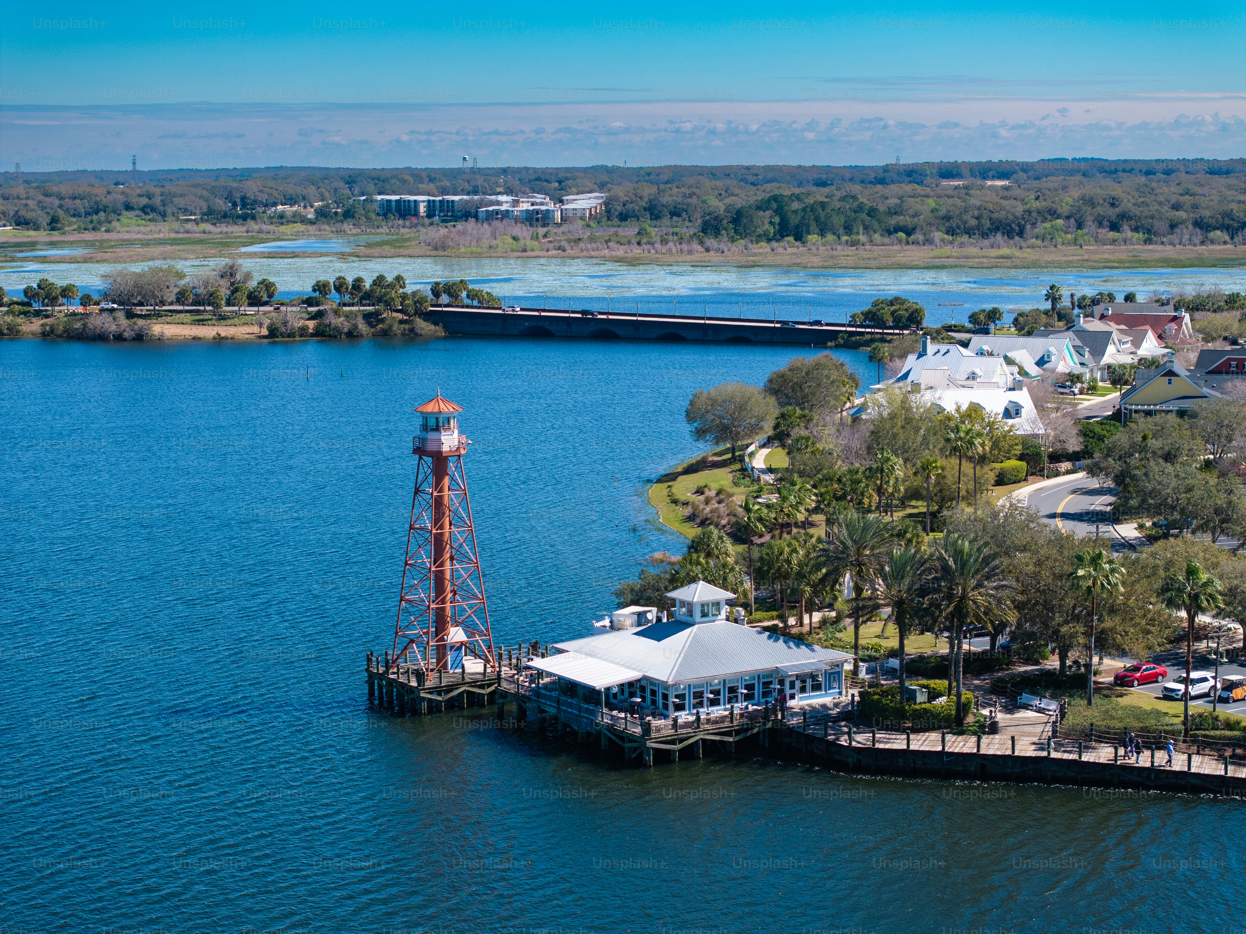 Aerial photo of Lake Sumter in the Villages, Florida.