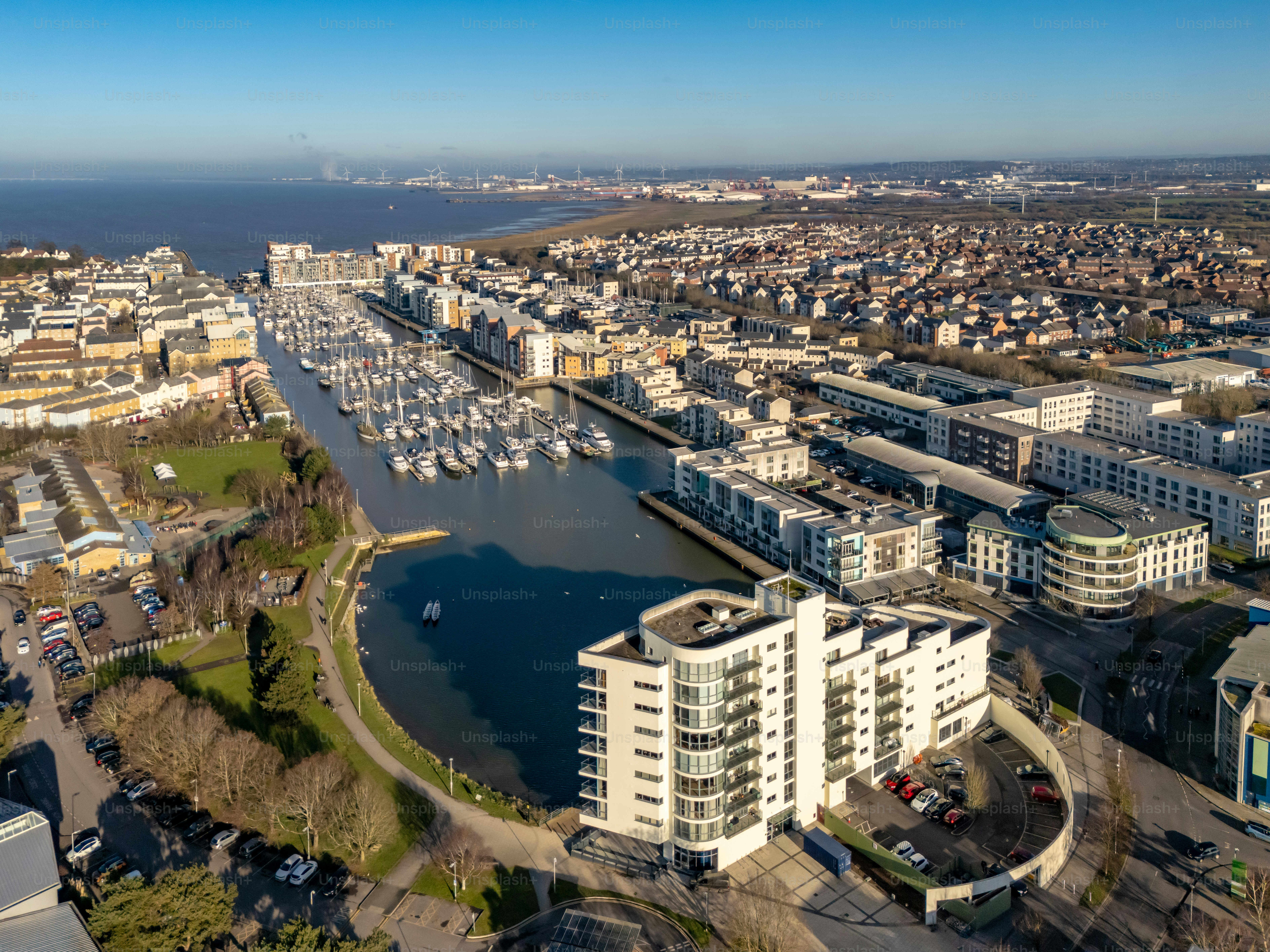 Portishead view to Bristol in distance