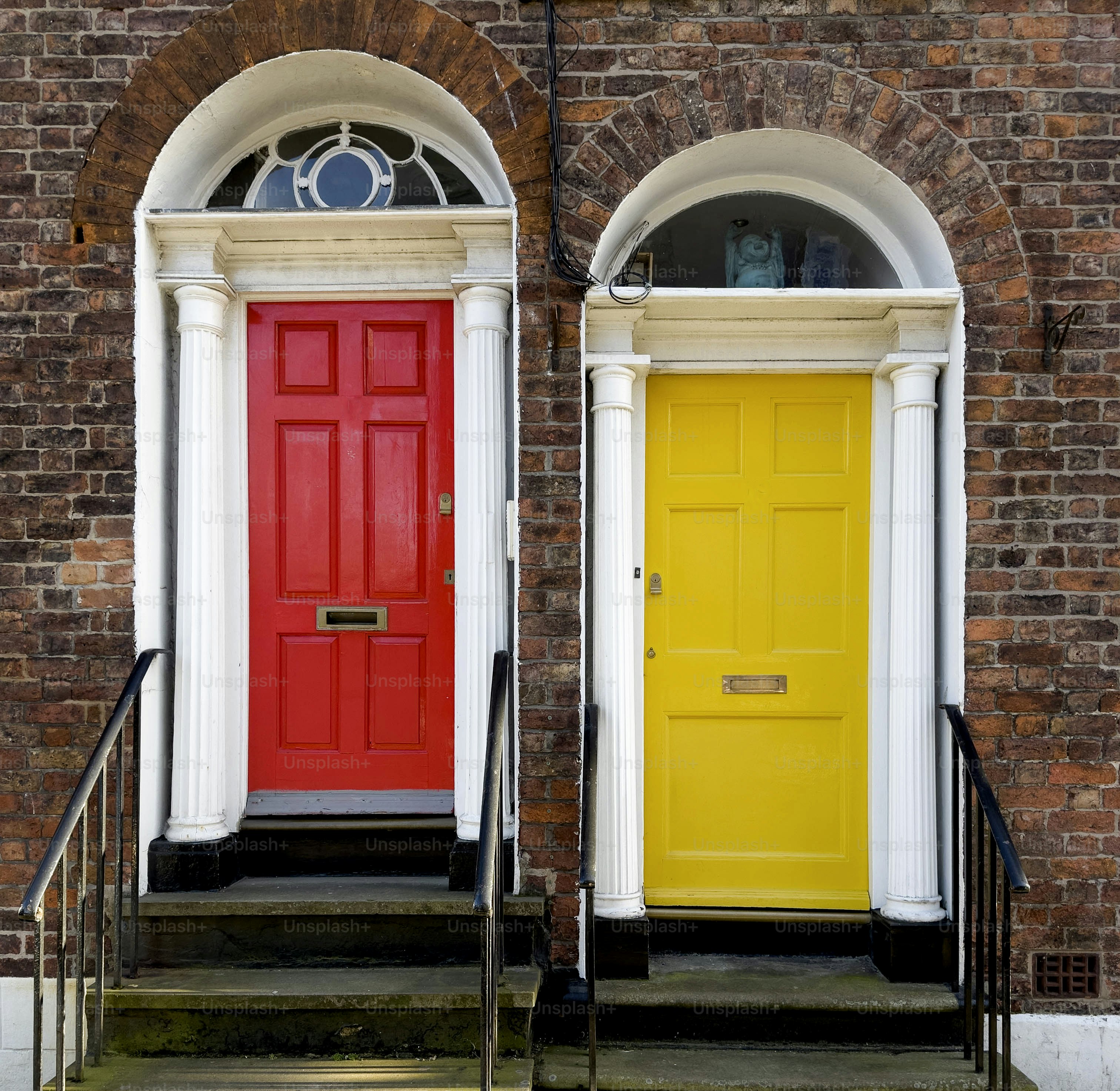 View of Colourful Front Doors in the centre of Liverpool, UK