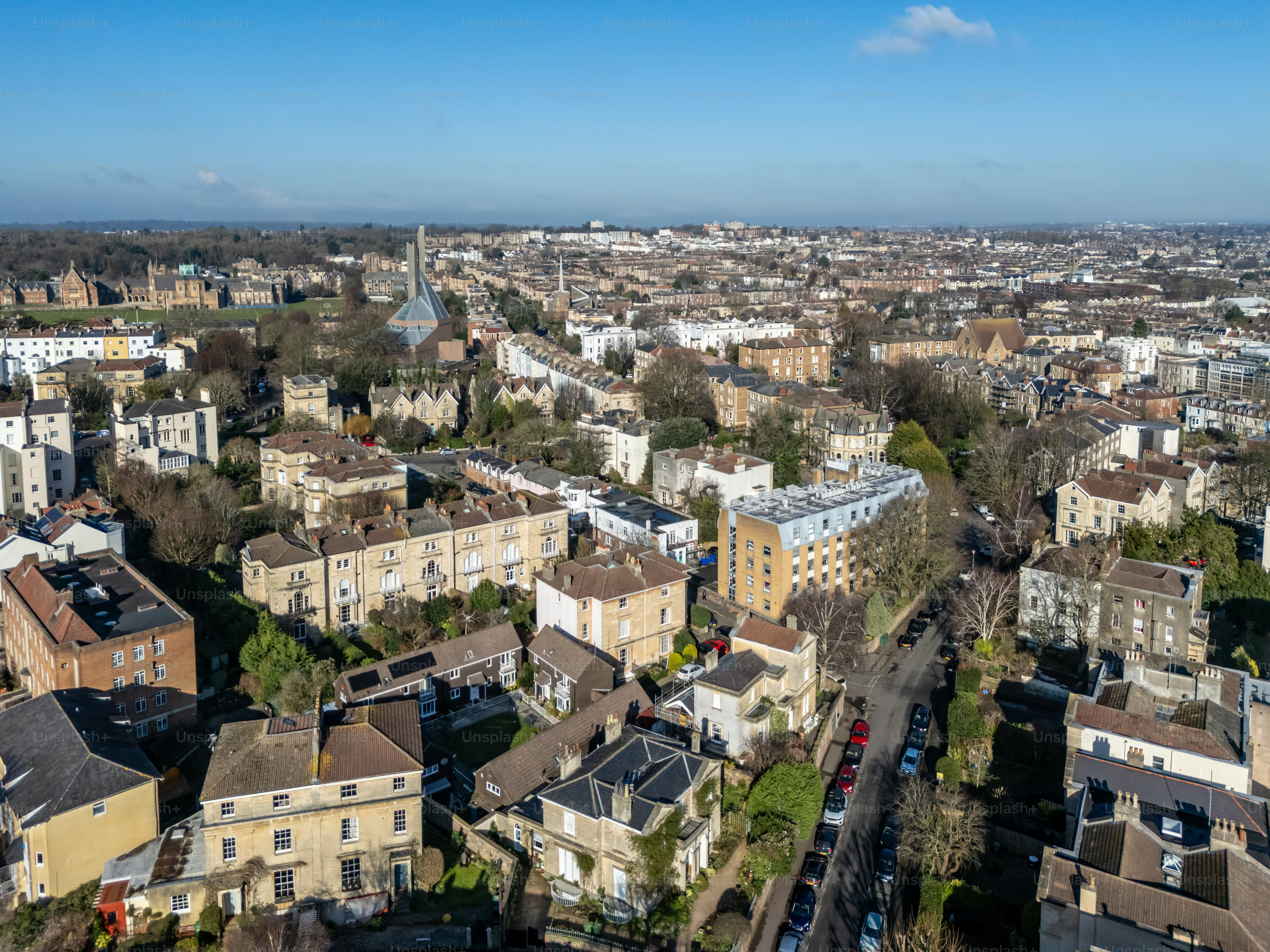 Vista aérea de Clifton hacia el centro de la ciudad de Bristol