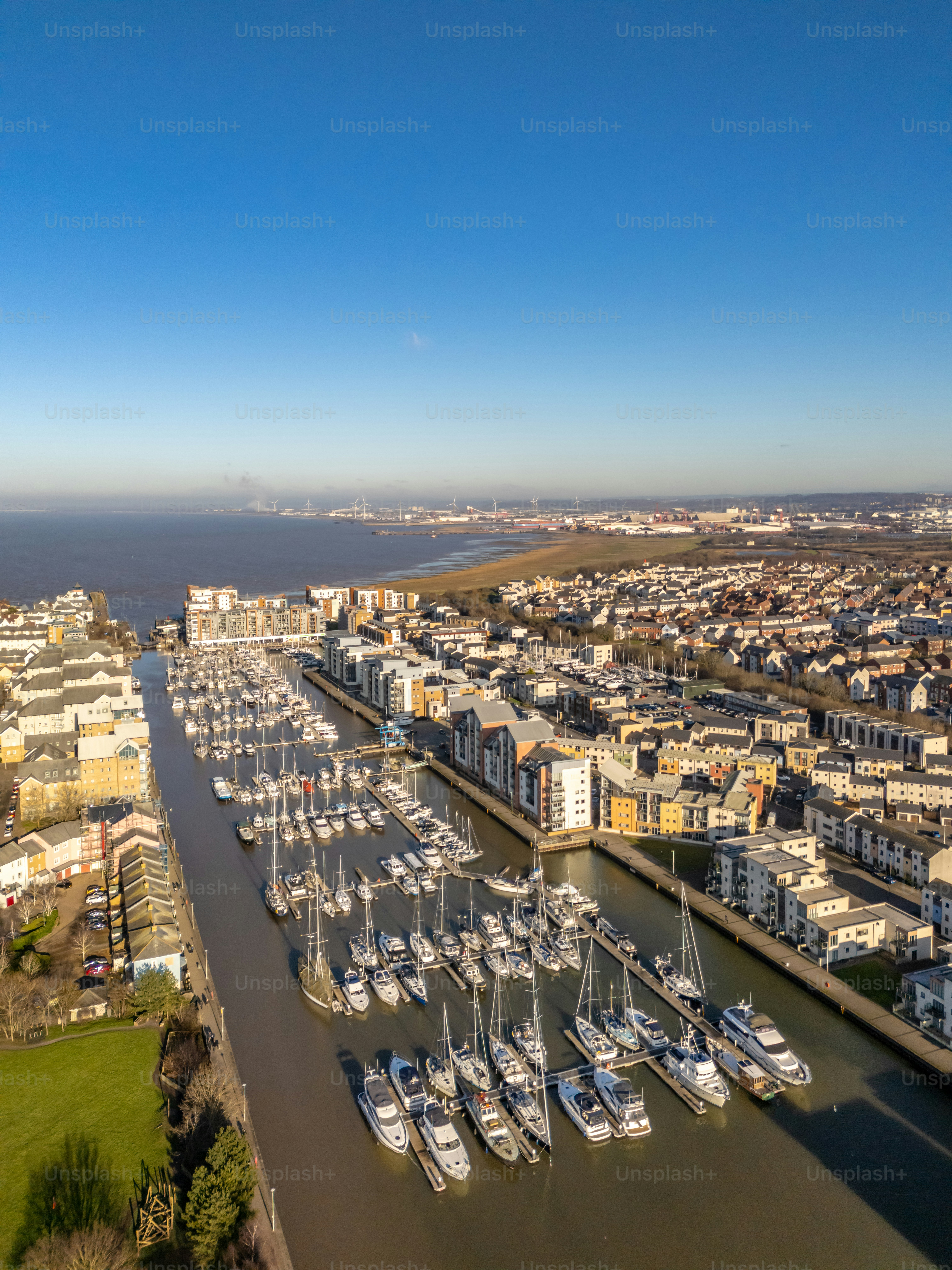 Portishead with Bristol in distance