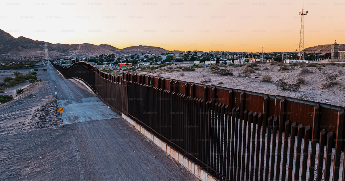 Service road for American Border Patrol Officers at the U.S. Southern ...