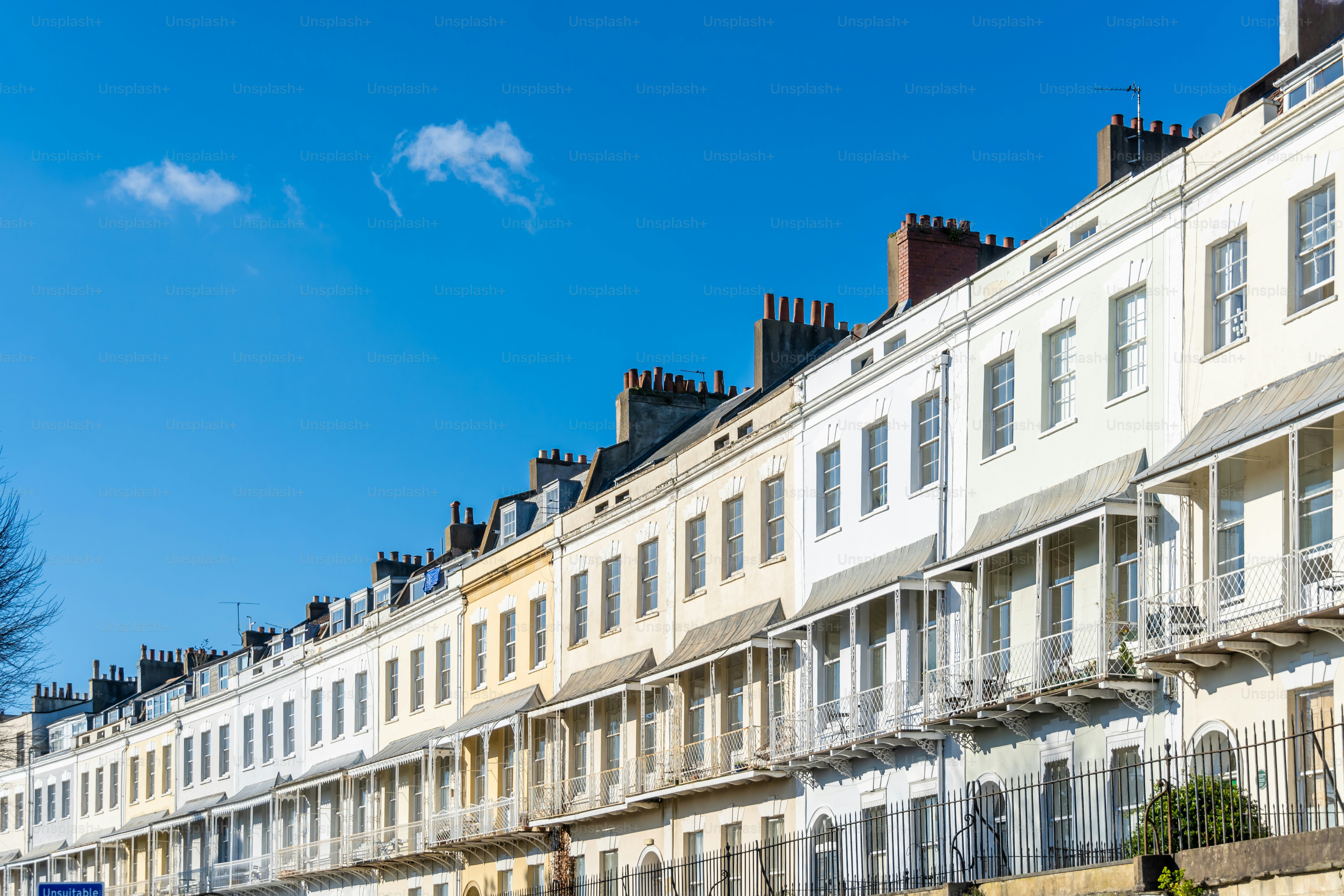 Residential houses on Royal York Crescent in Clifton area of Bristol