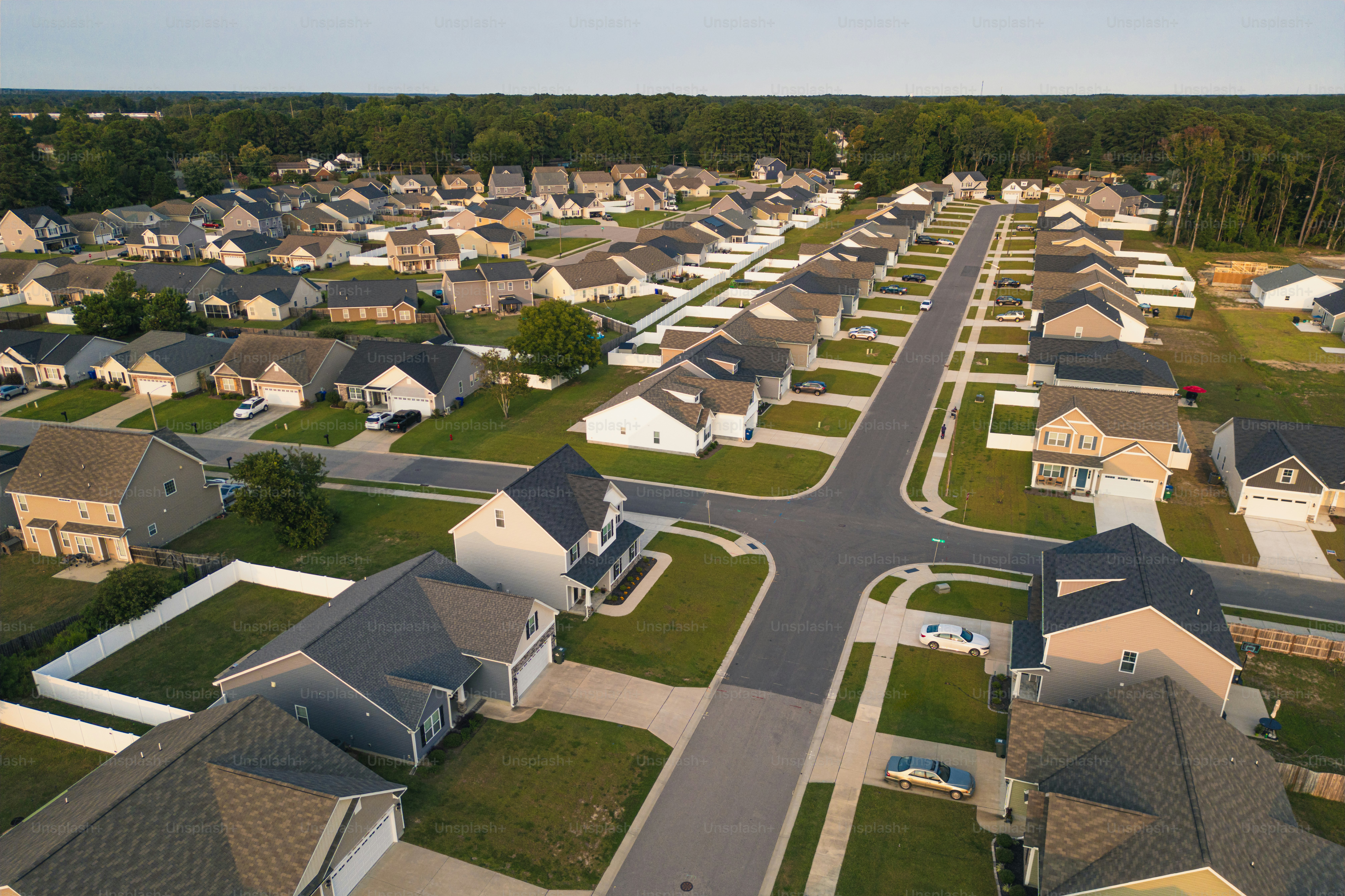 New Neighborhood - Middle Class Houses High Angle - North Carolina