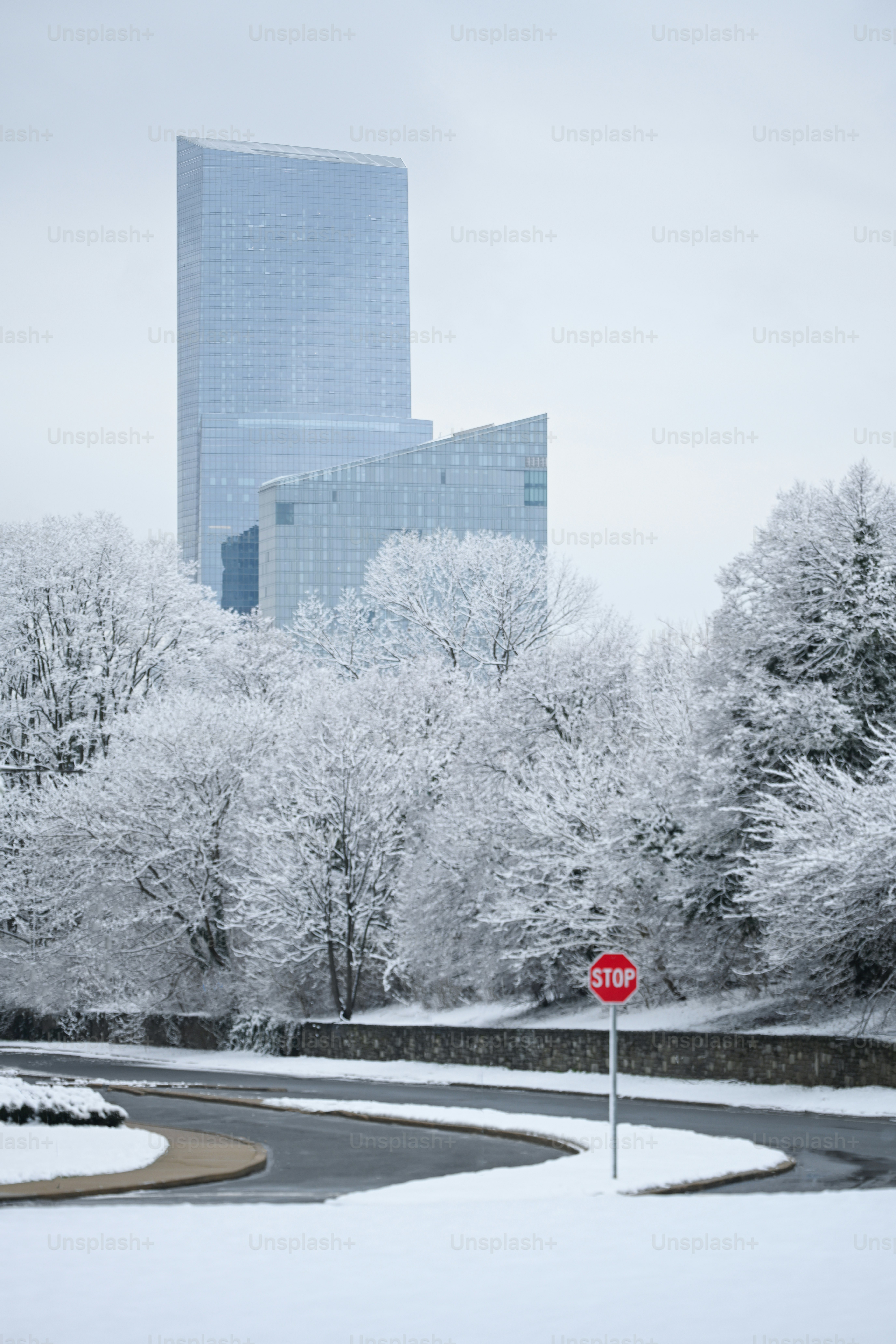 Snowy winter in center city Philadelphia