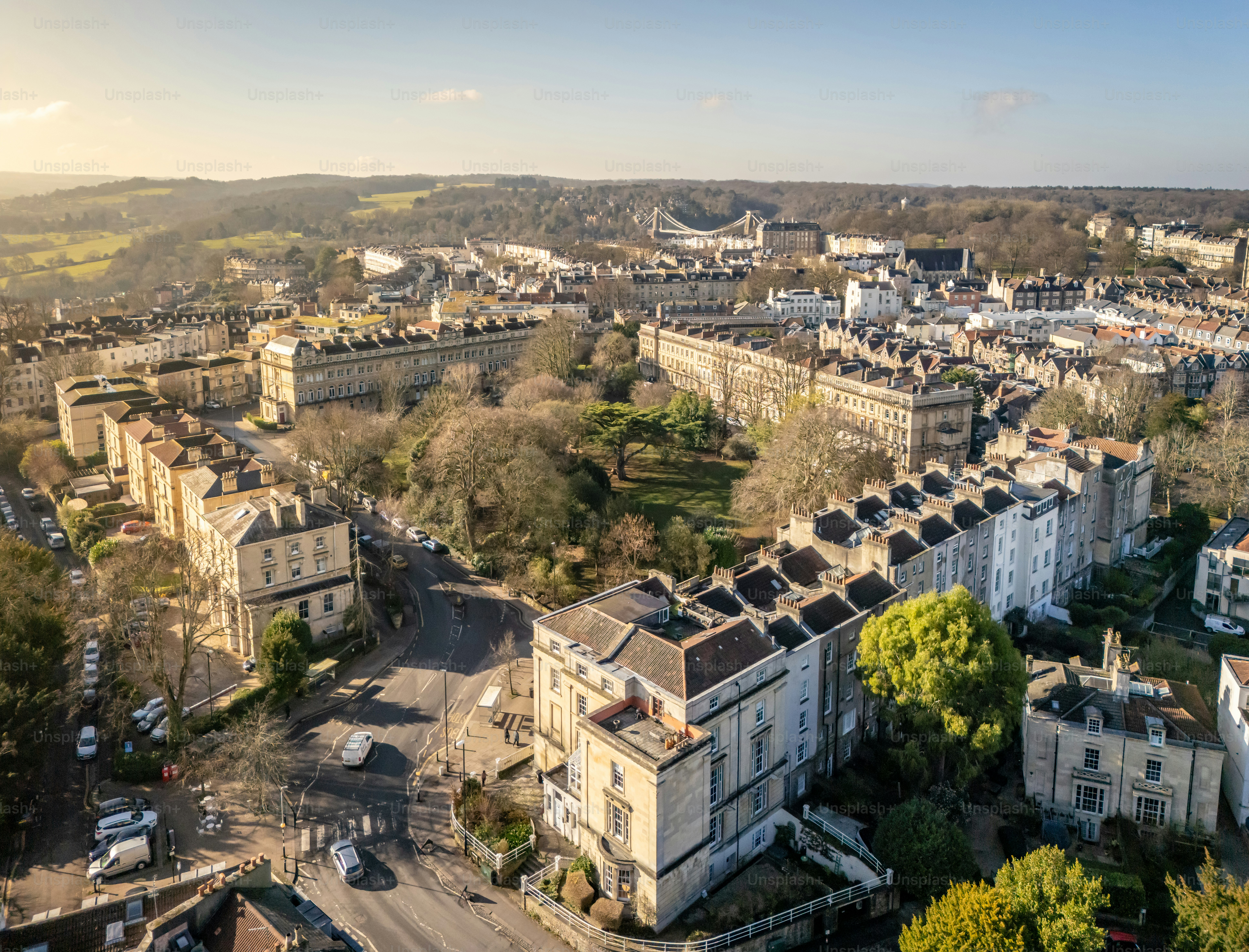 Veduta aerea del parco di Victoria Square a Clifton a Bristol
