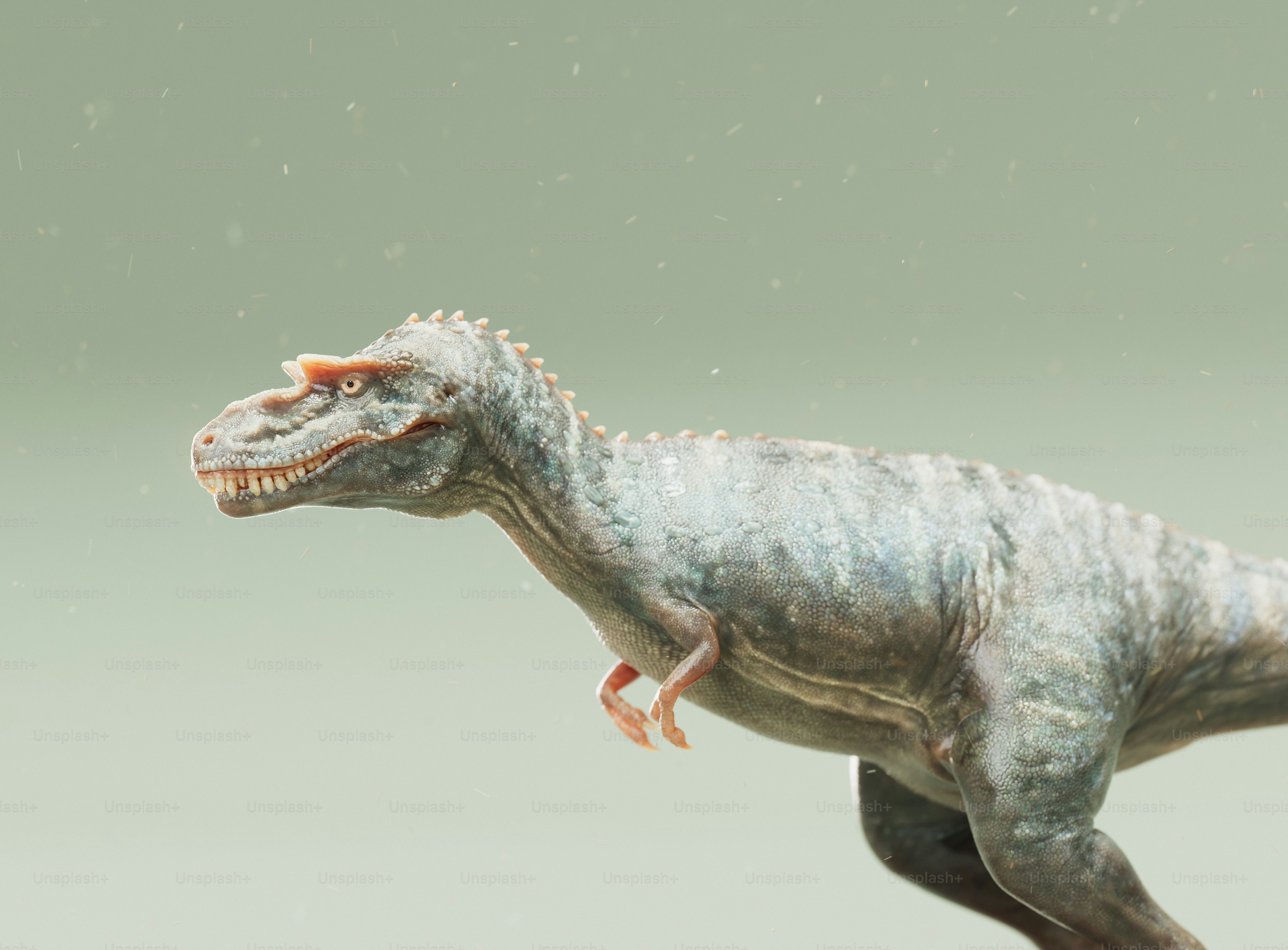 A tyrannosaurus rex dinosaur stands majestically.