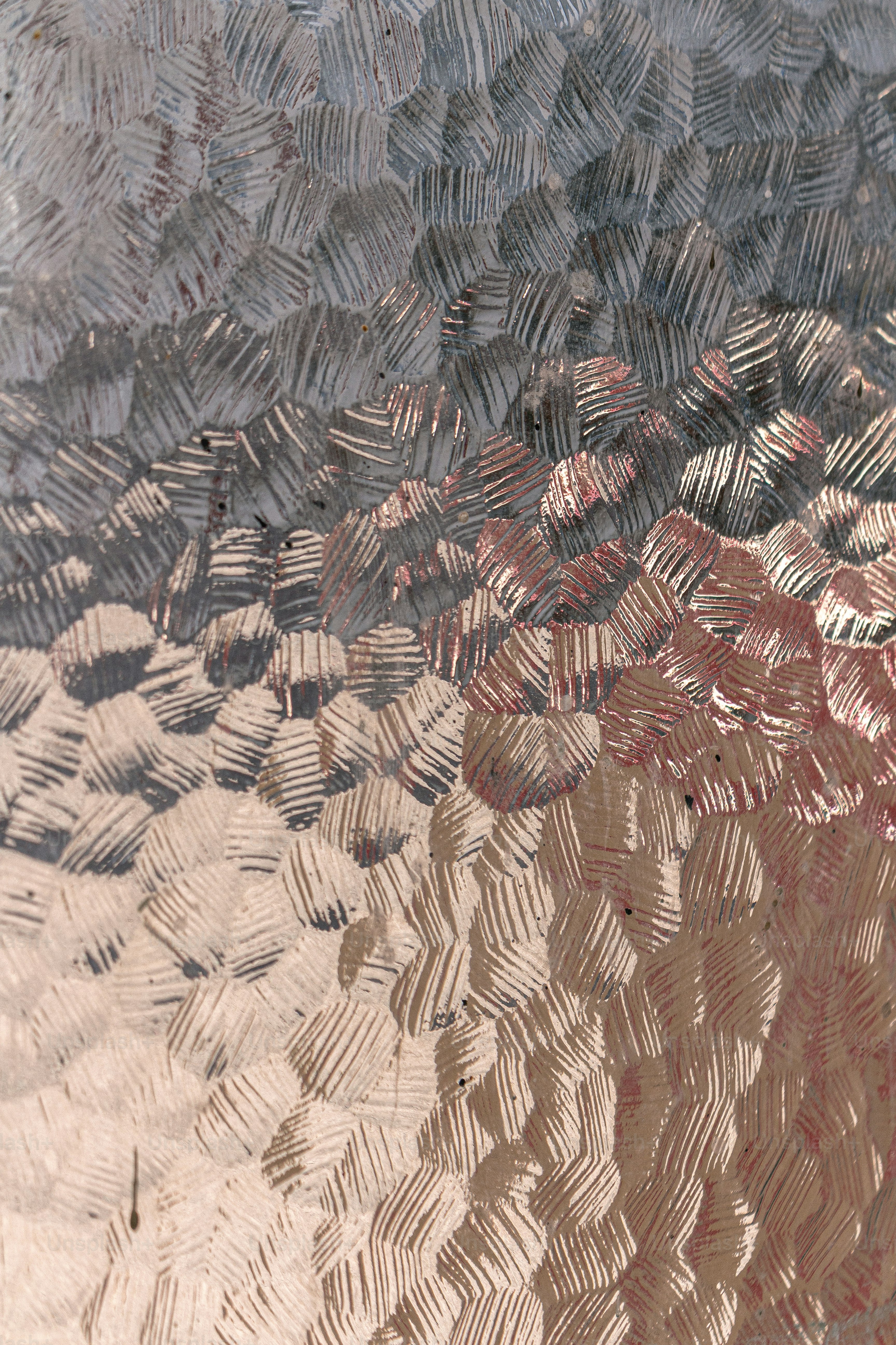 Frosted glass with textured pattern shows up close.