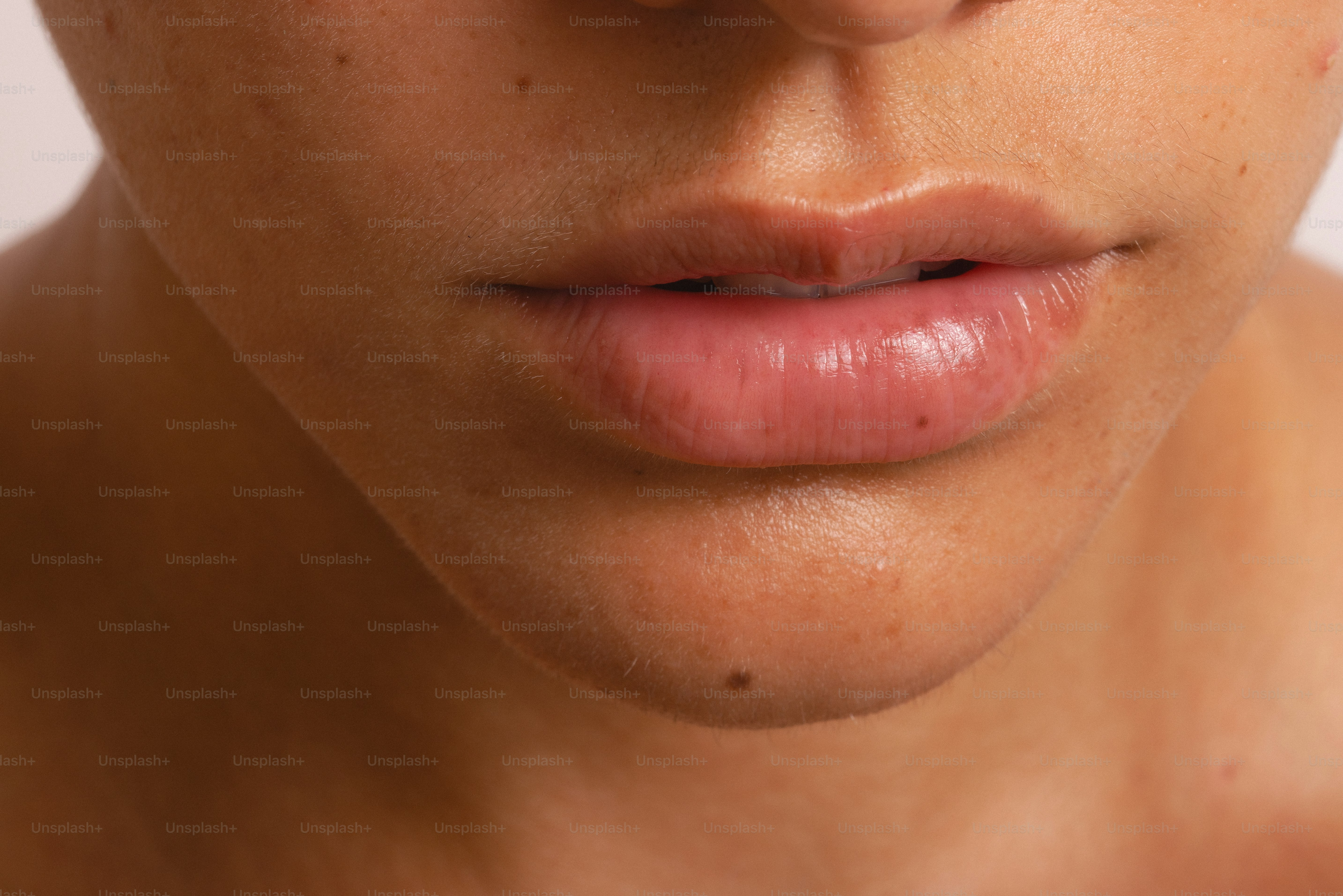 A close-up of a person's lips.