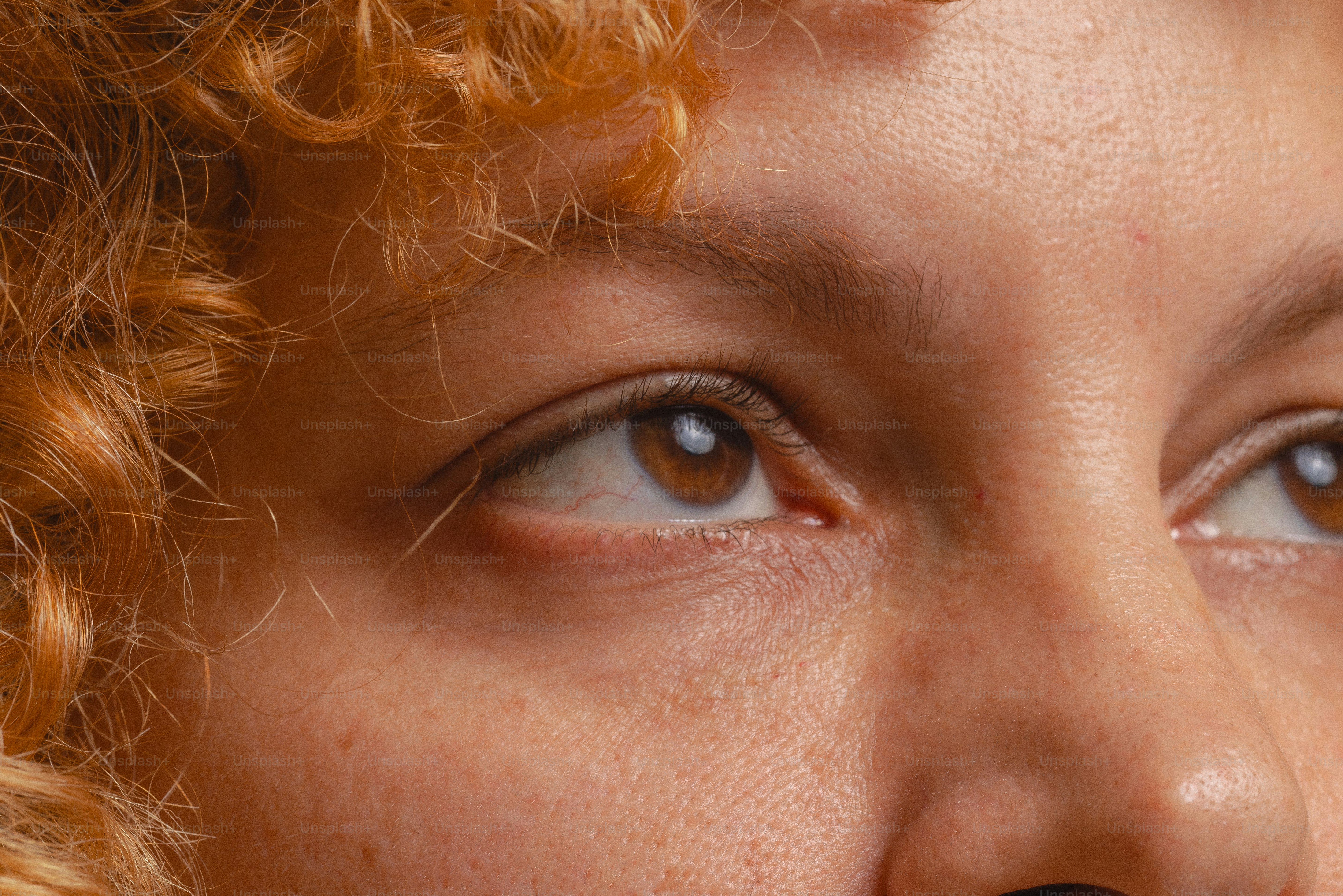 Close-up of a person's eyes and face.
