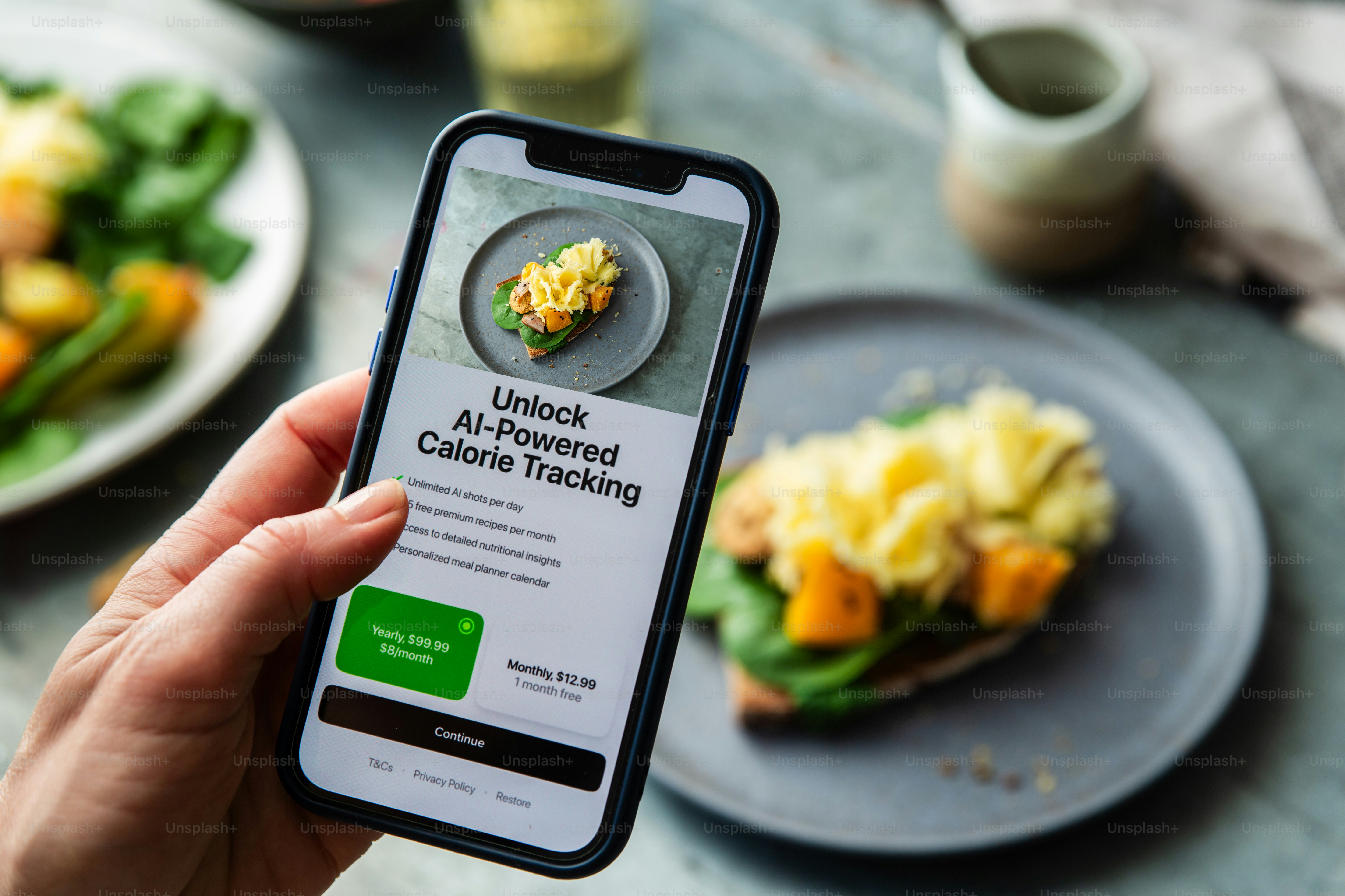 Phone screen shows the calorie count of food. photo – Tech Image on ...