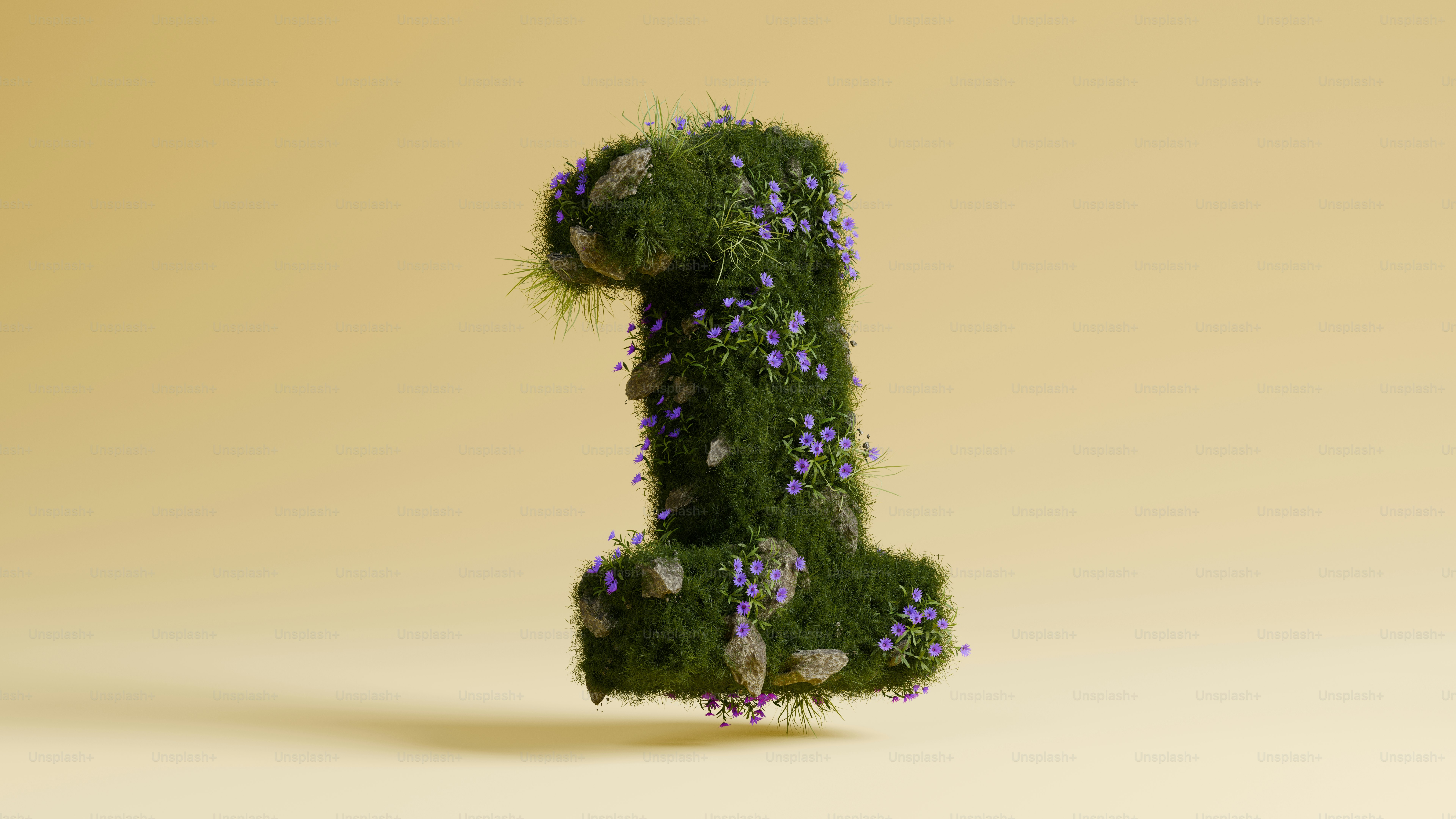 A floral number one on a yellow backdrop.