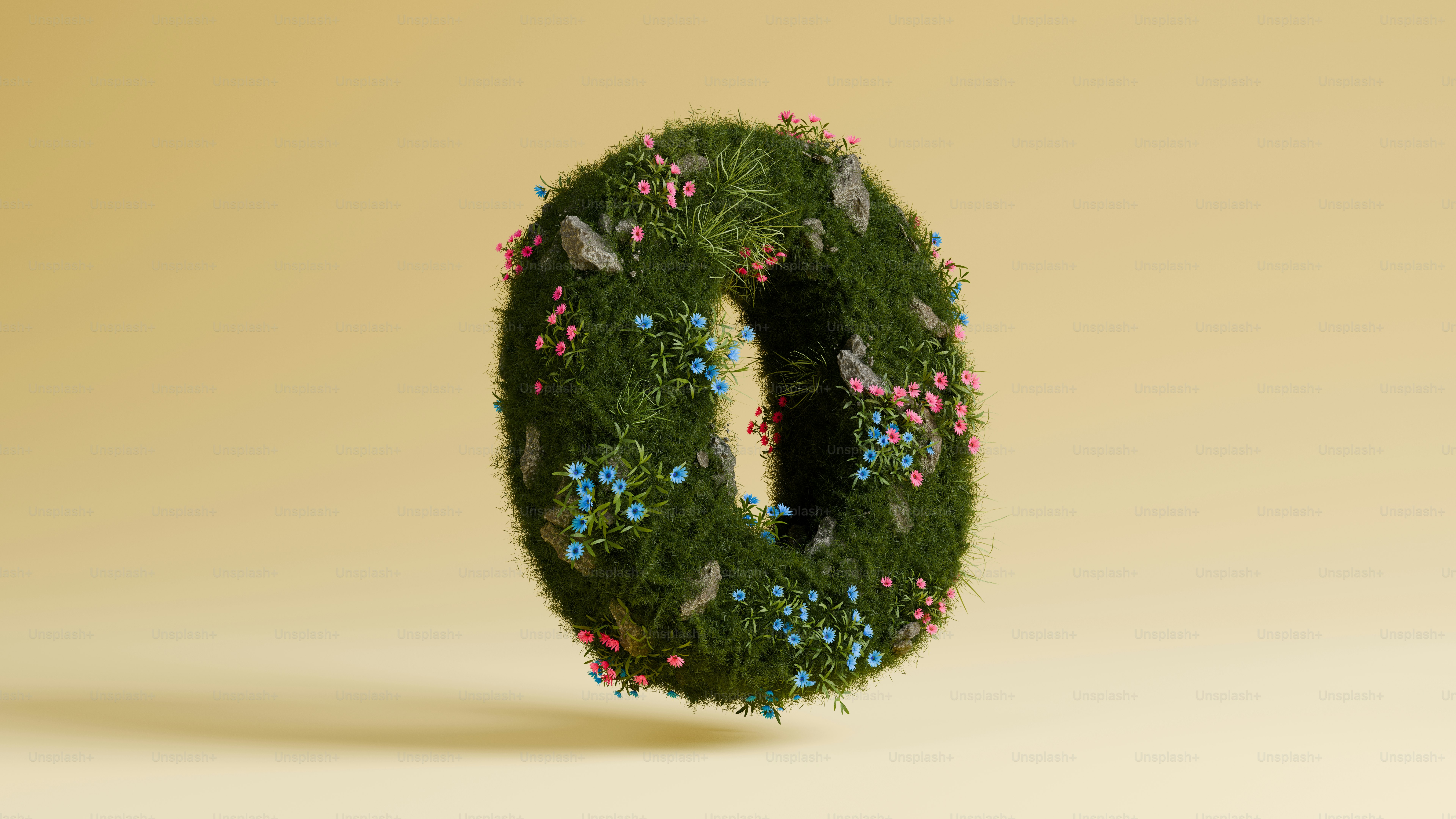 A number zero is covered in plants.