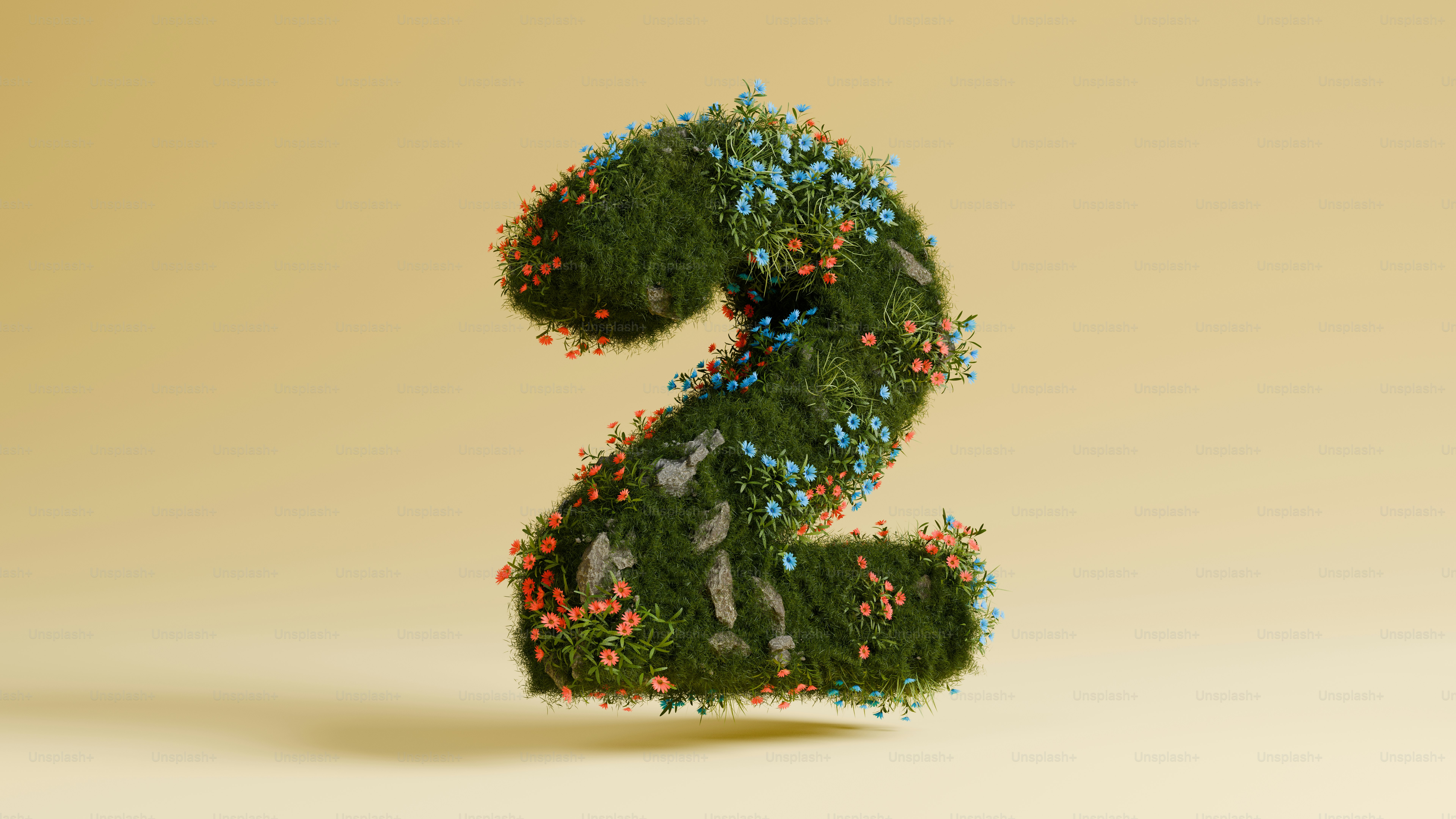Un numero due è fatto di erba e fiori.