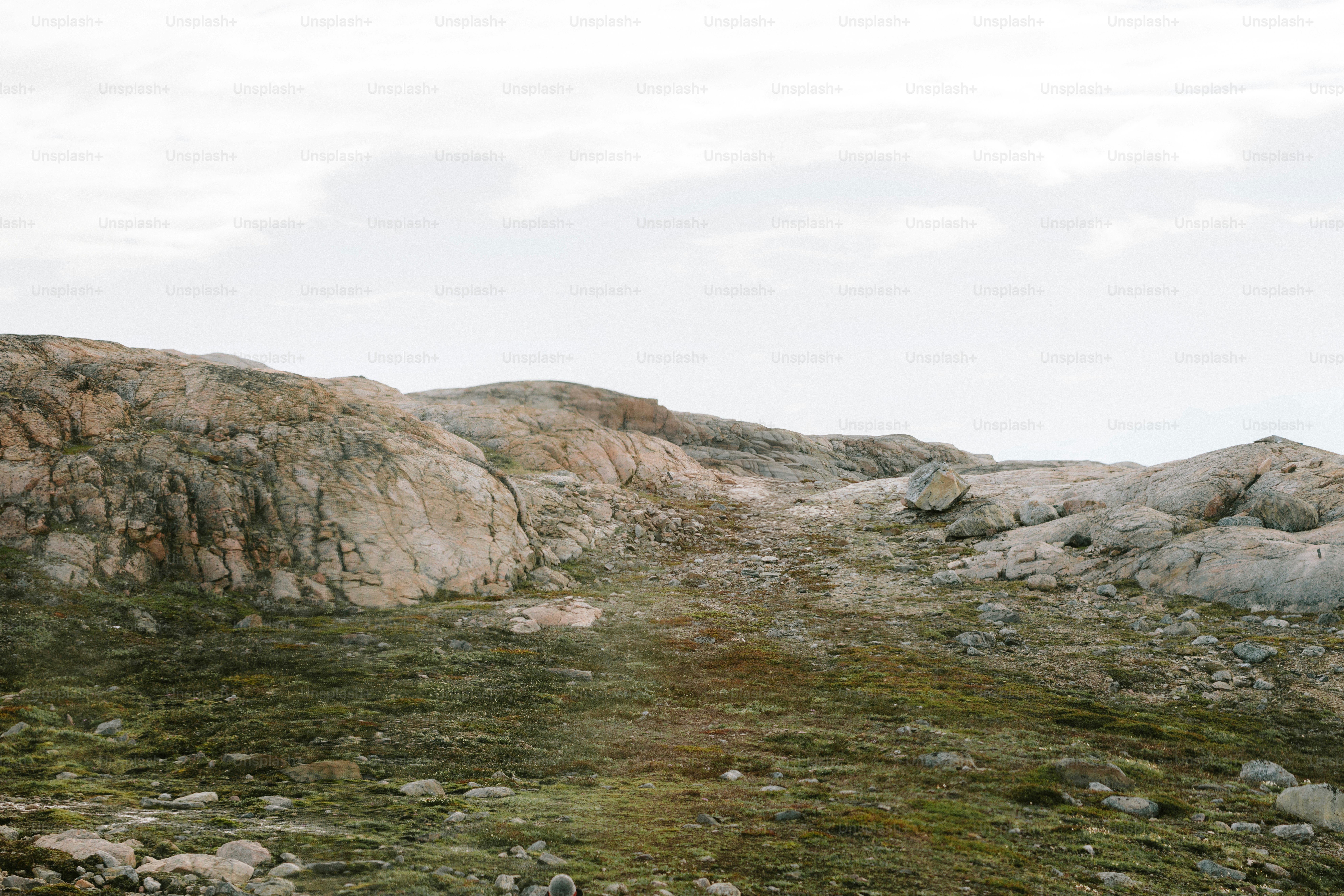 Rocky terrain stretches under an overcast sky.