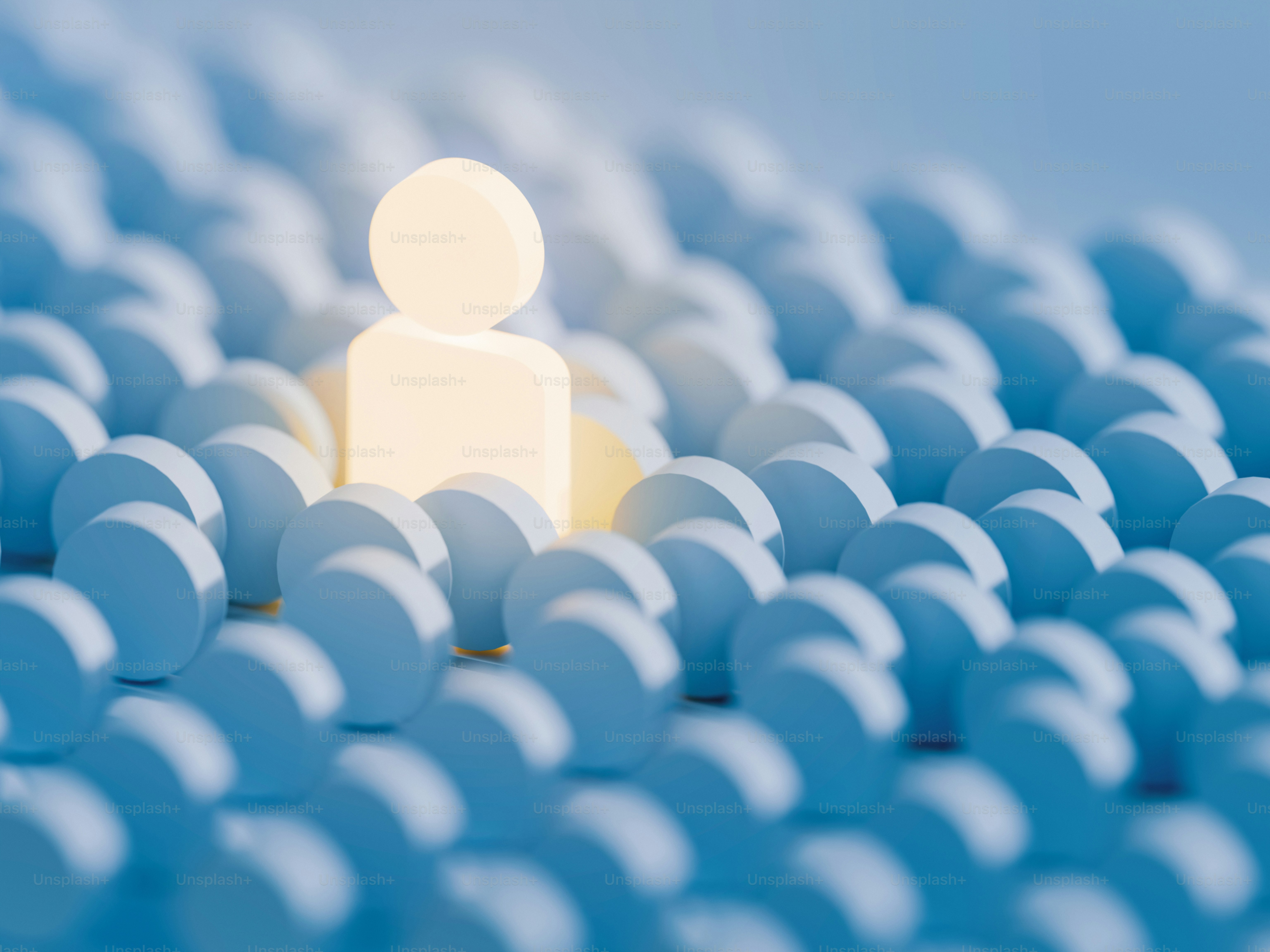 A glowing figure stands out from the crowd.