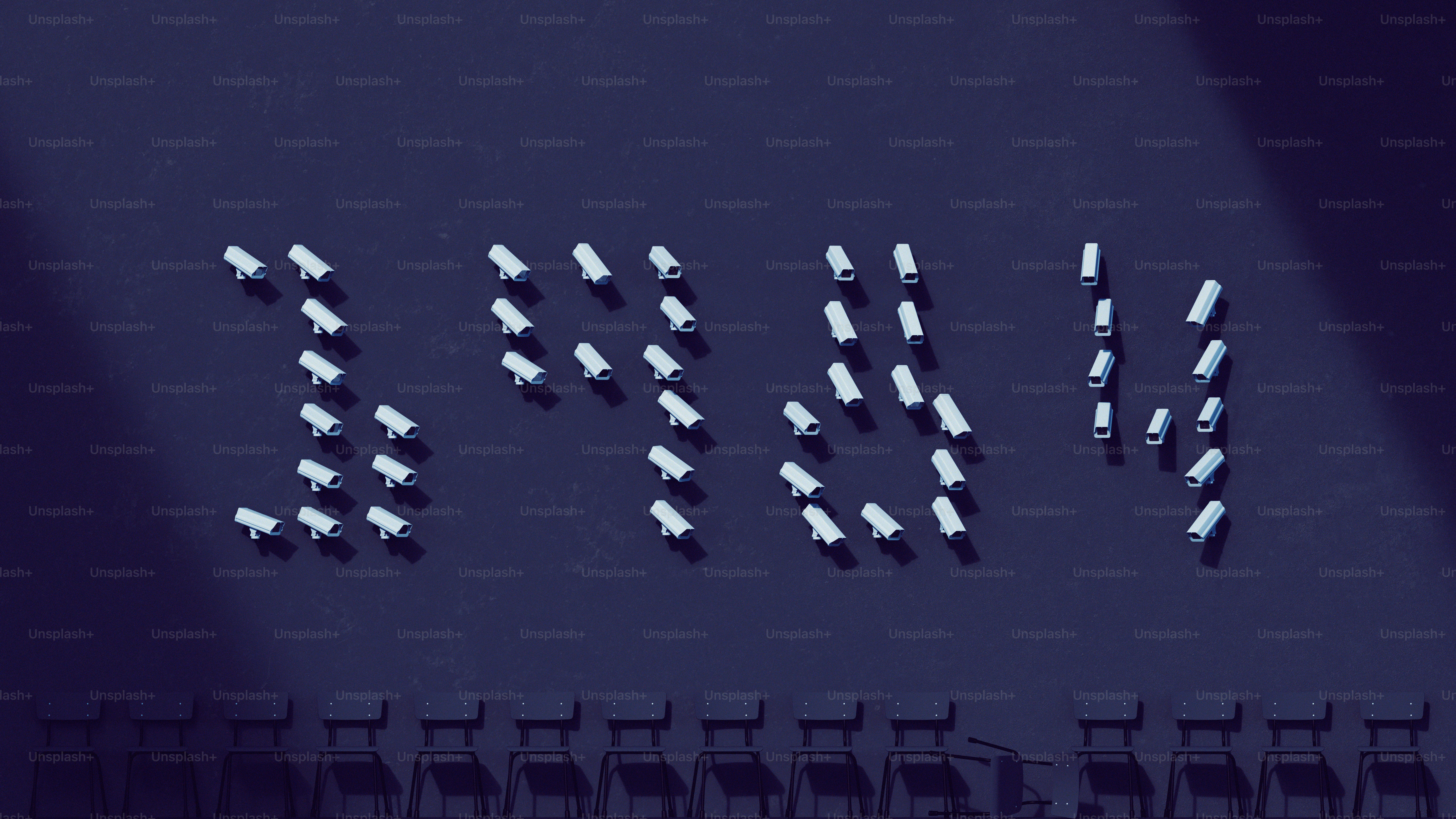 1984 Dystopian Numerology Big Brother Surveillance Cameras Rebel 3D Illustration