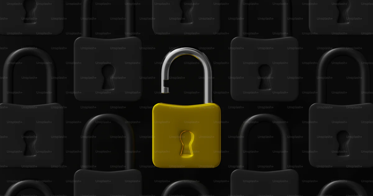Yellow Lock Pattern One yellow lock stands out among the many closed. photo – Design Image ...