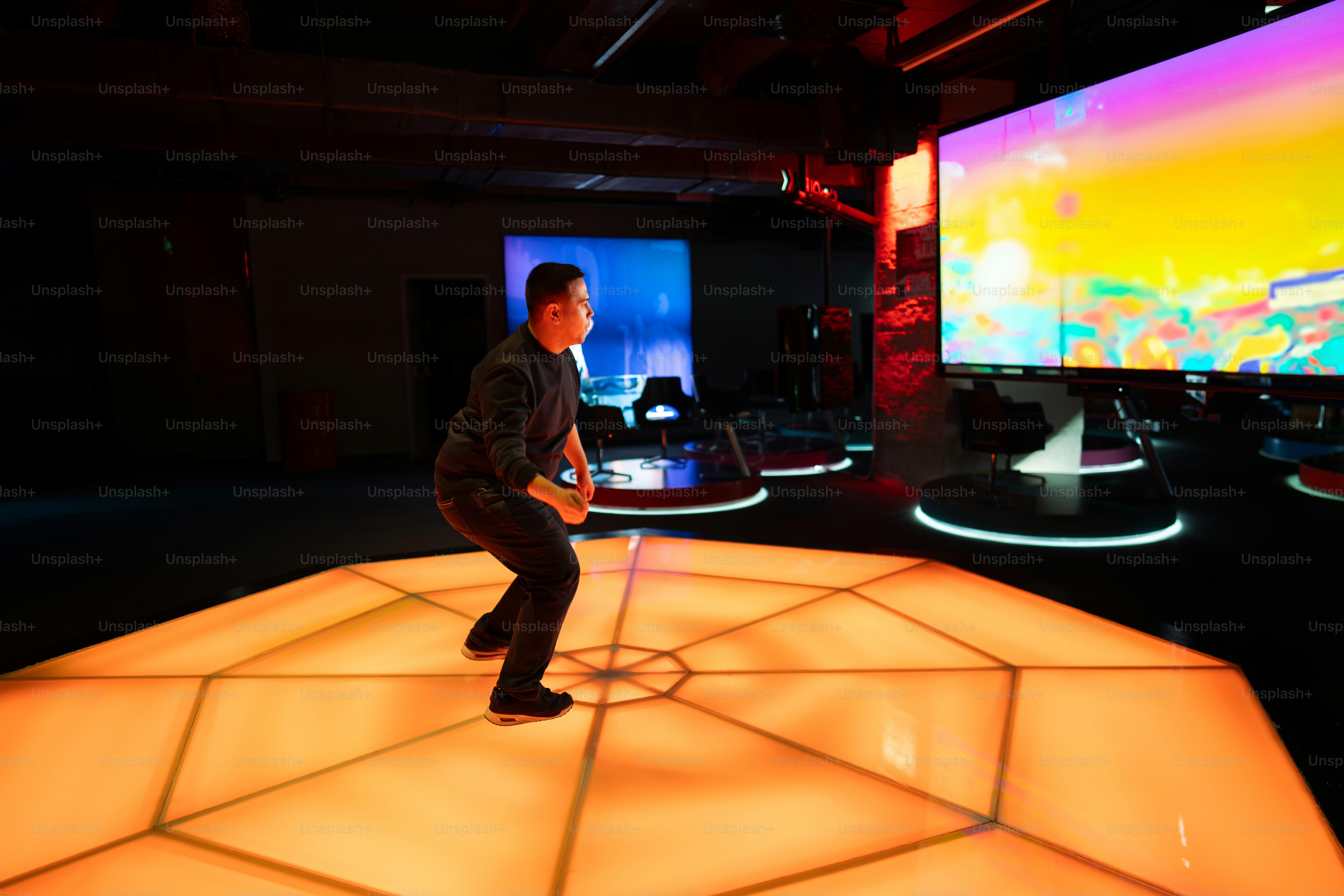 Man plays a motion-based video game.