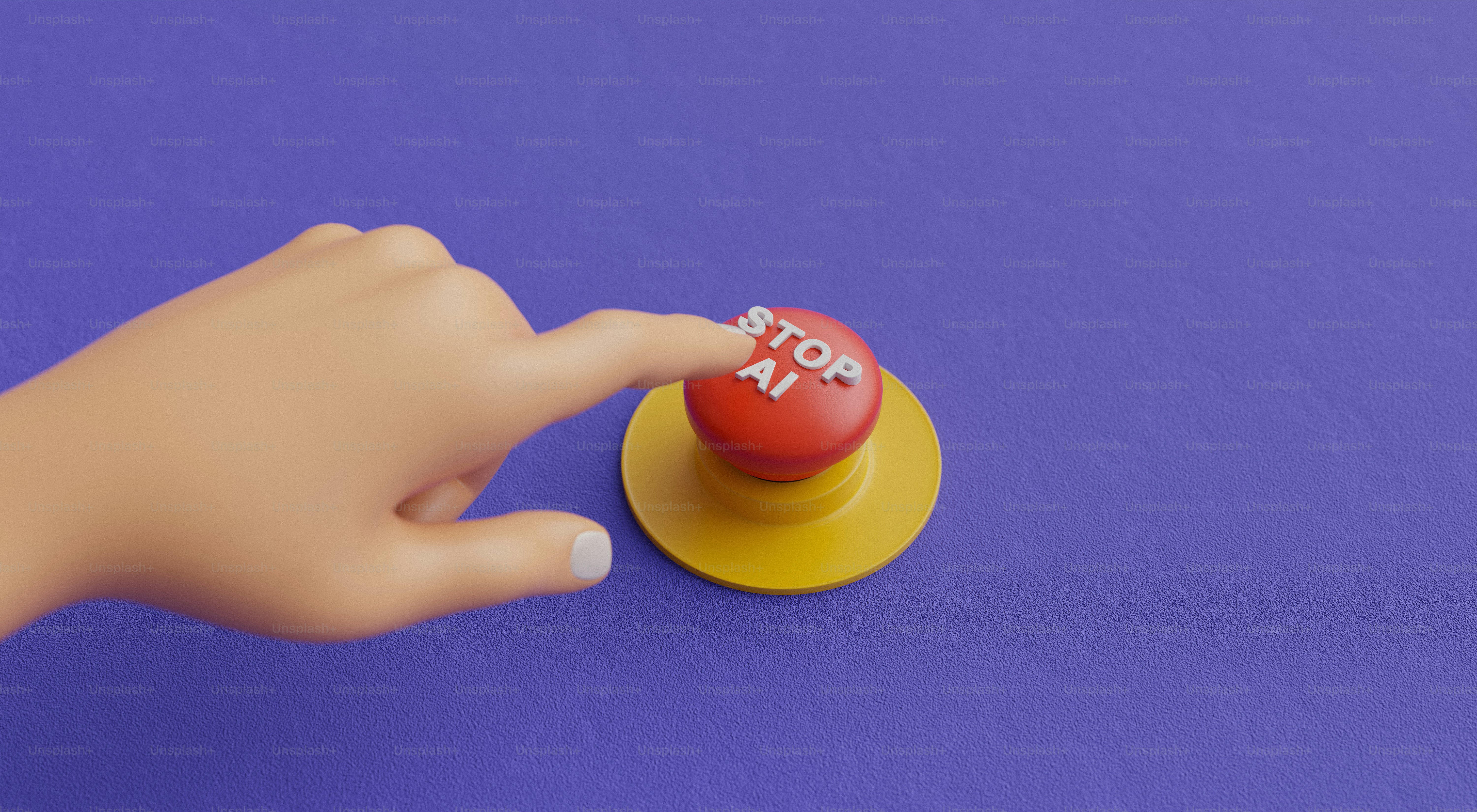 A hand presses the "stop ai" button.