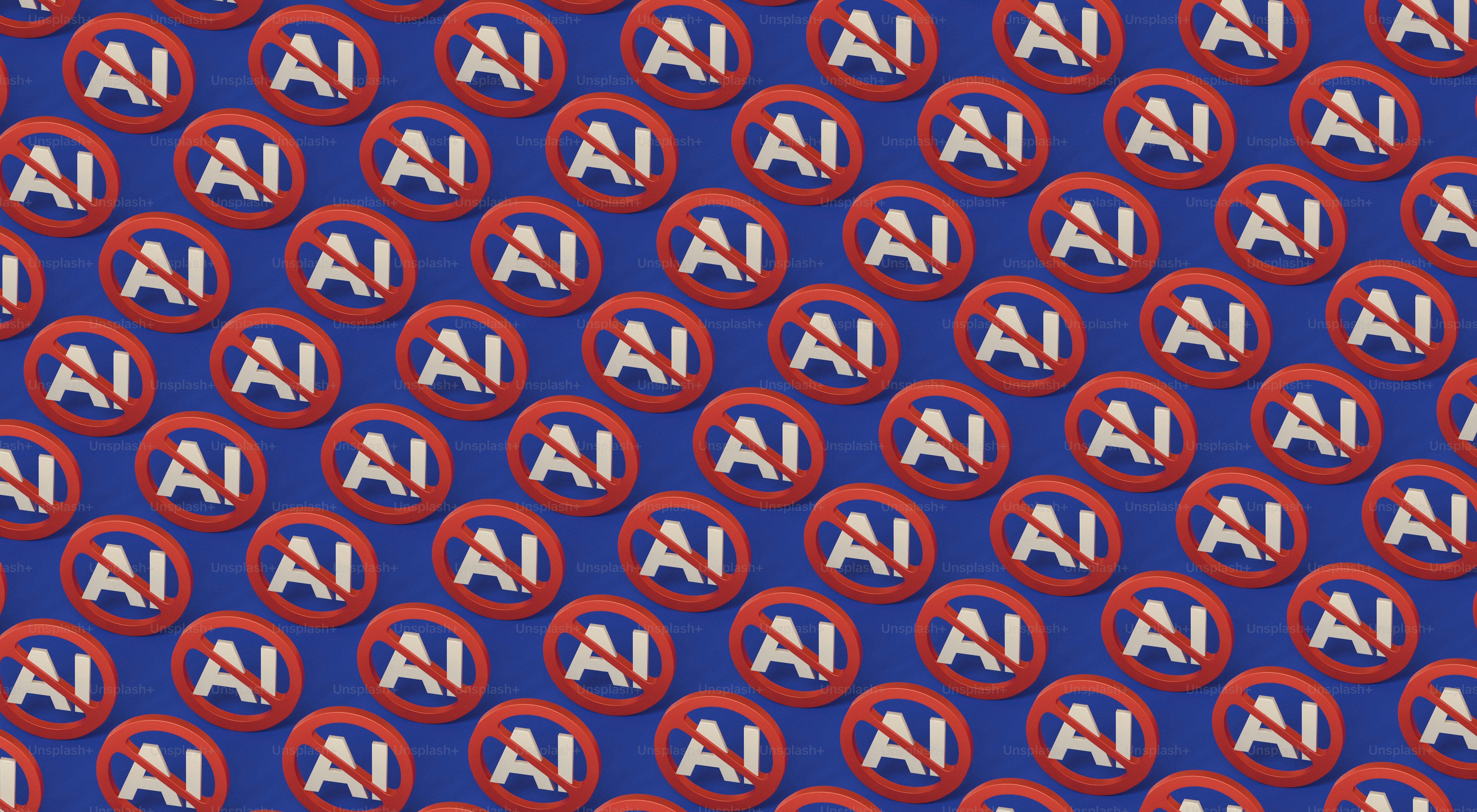 Many "no ai" symbols are repeating.