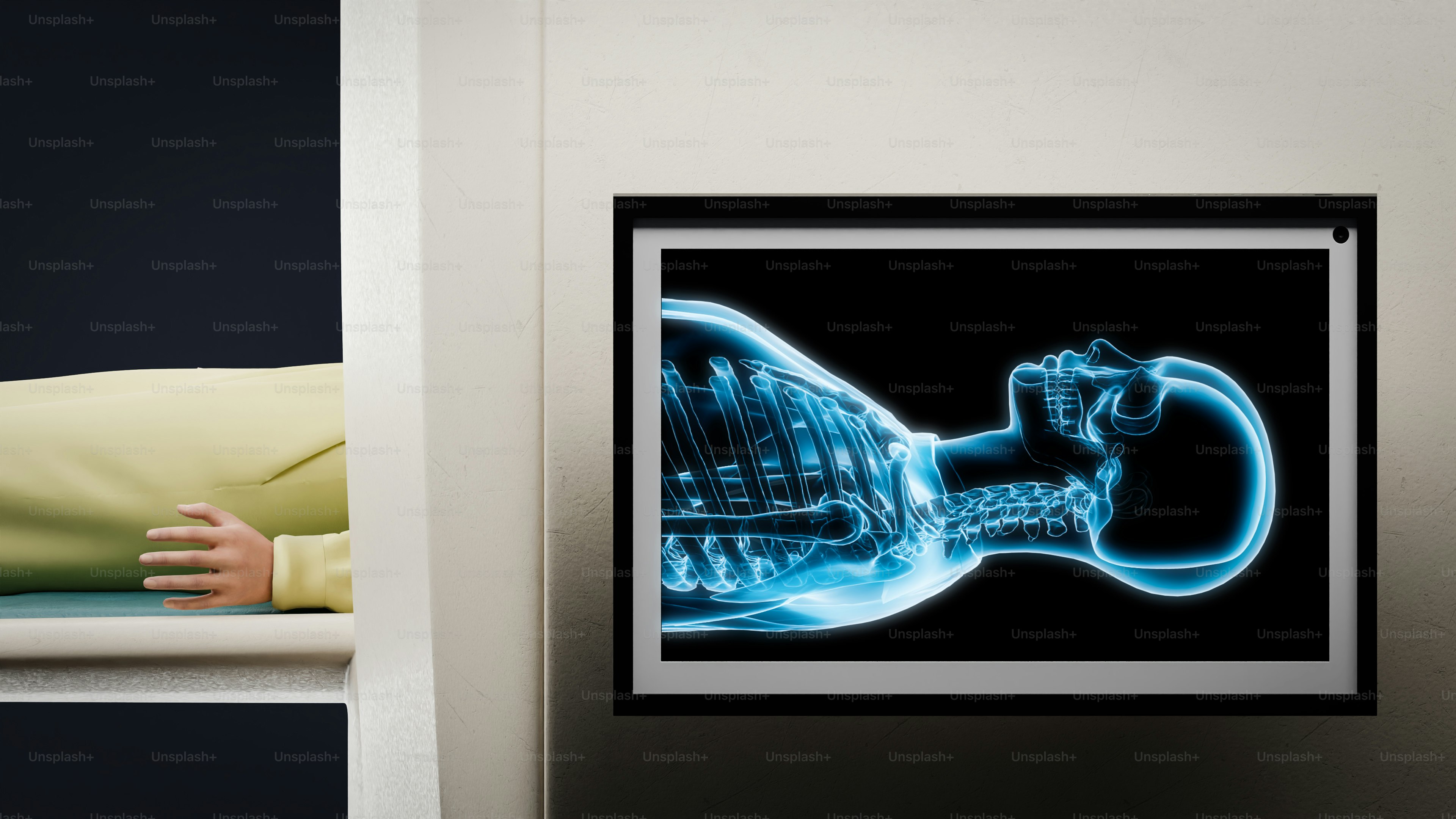 Um raio-x do esqueleto de uma pessoa.