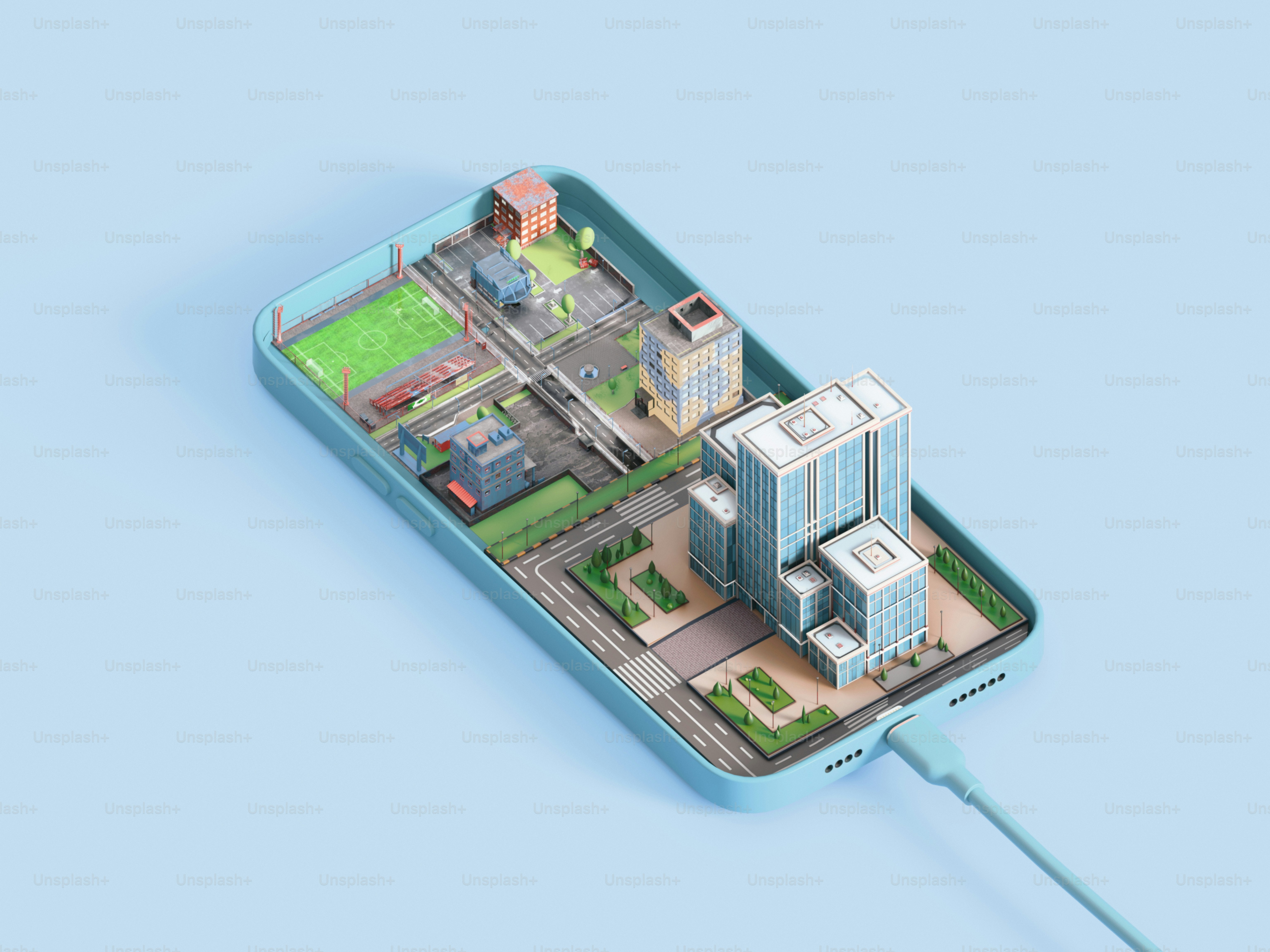 A city is contained within a phone.