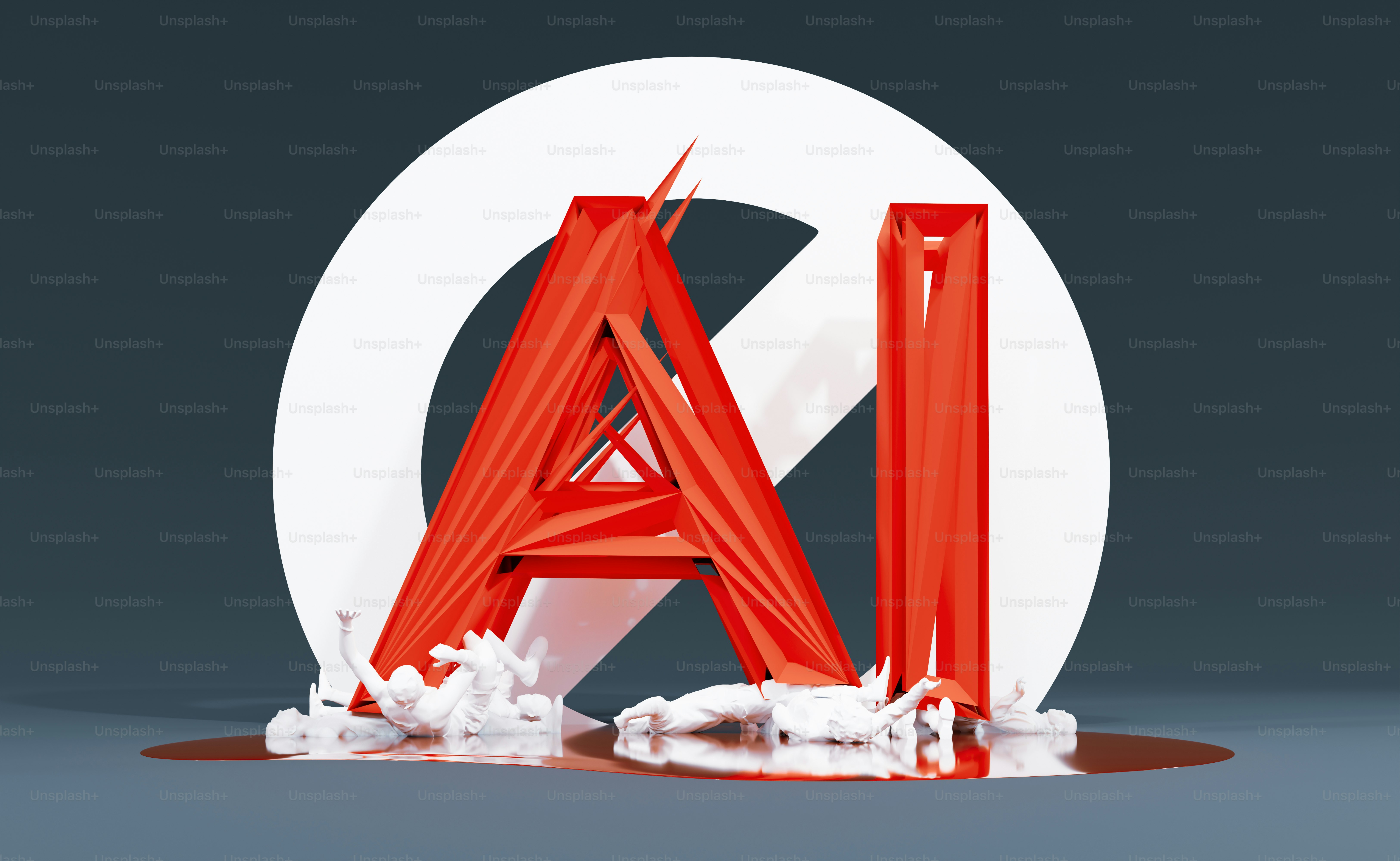 No ai symbol, red letters, and white circle.