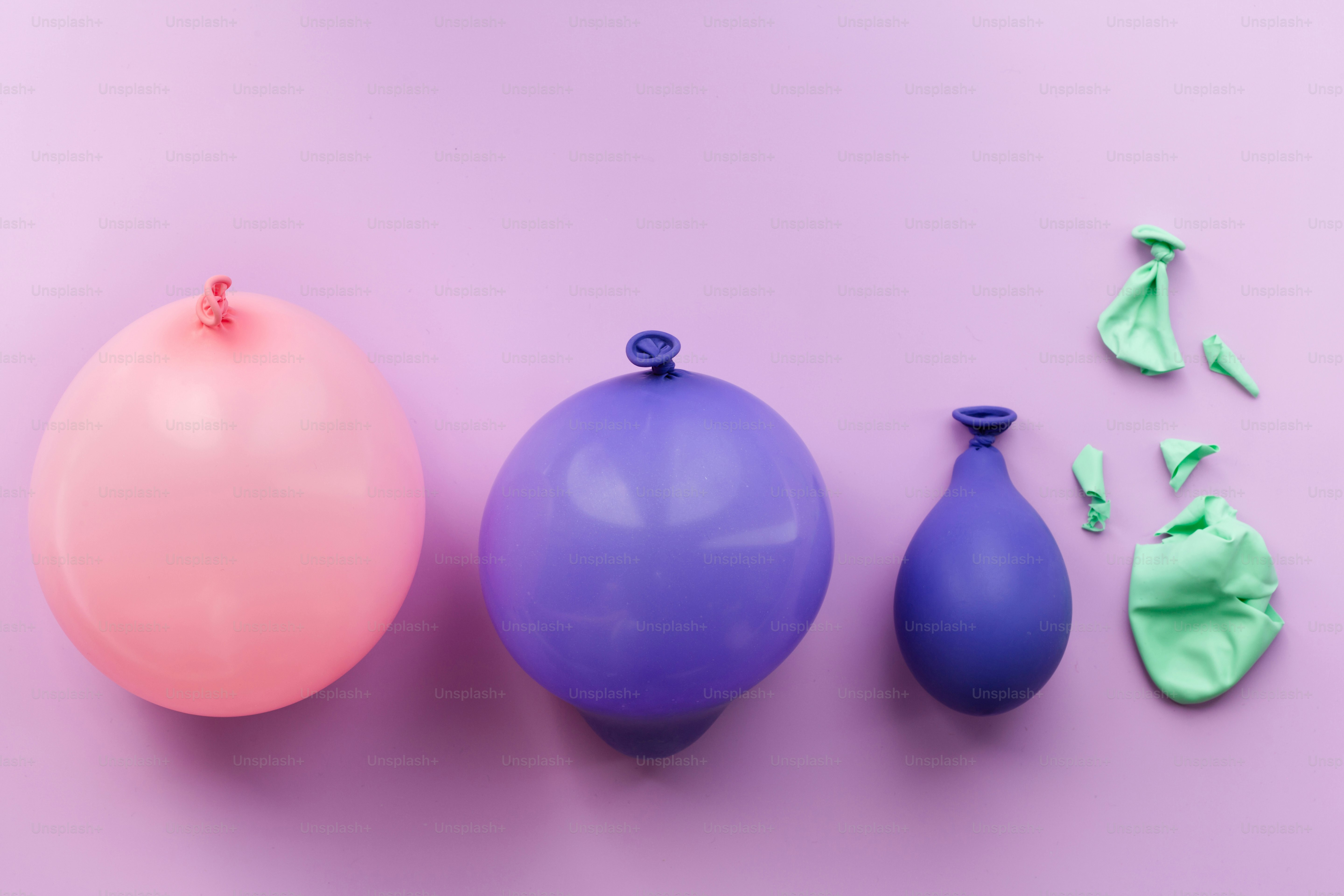 Balloons showing progression from filled to burst