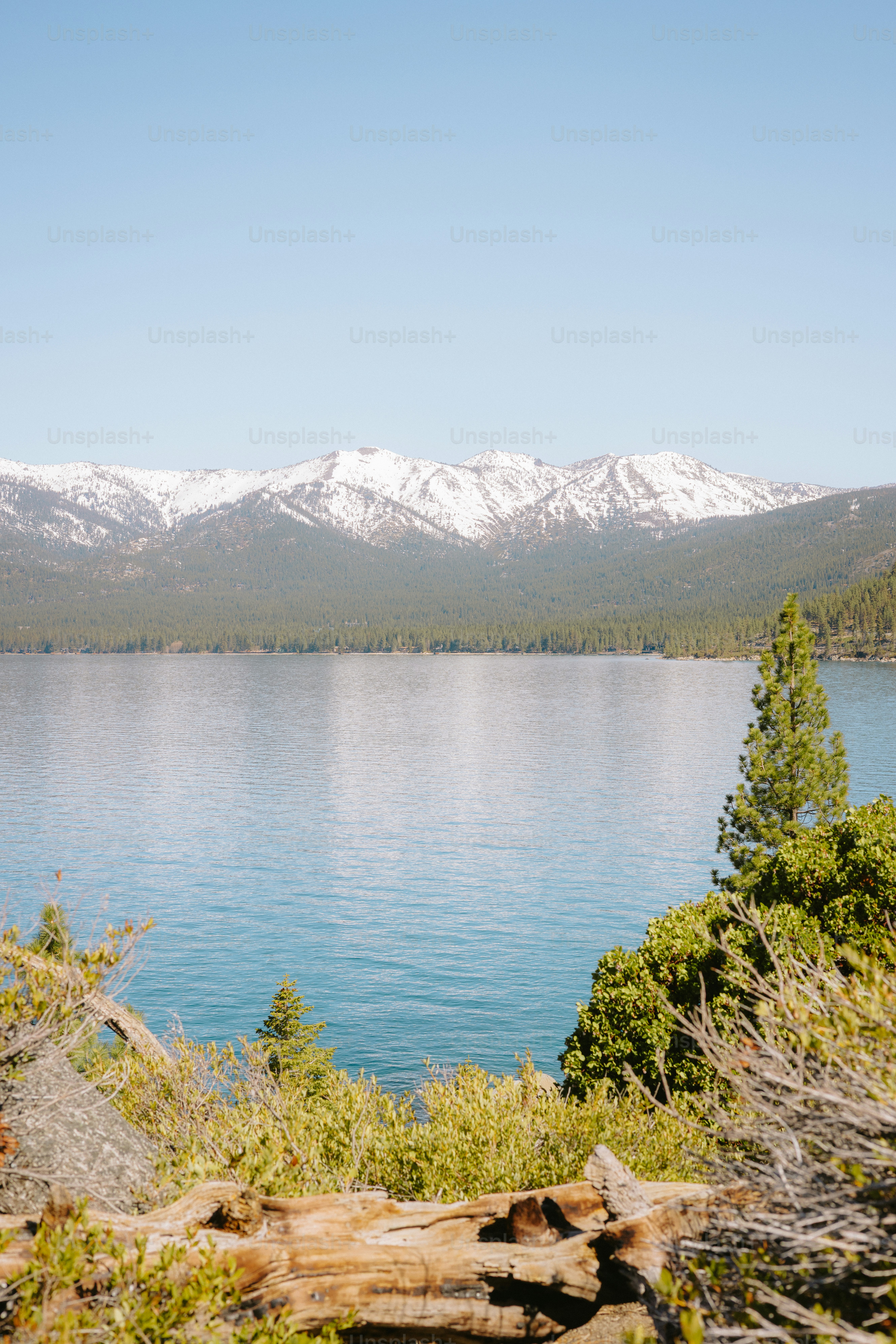 Lake view with mountains in the background.