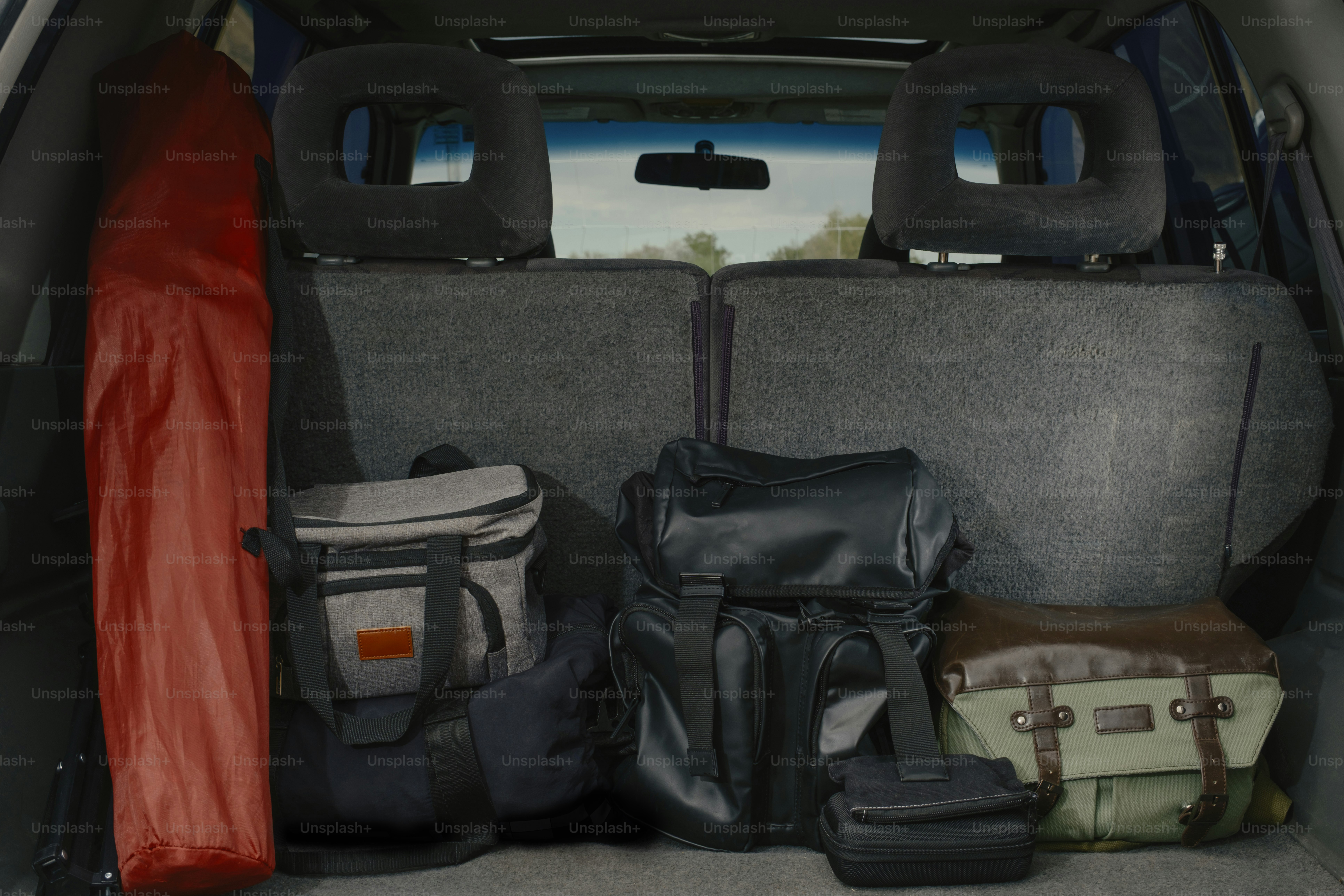 Luggage packed and ready for a road trip.