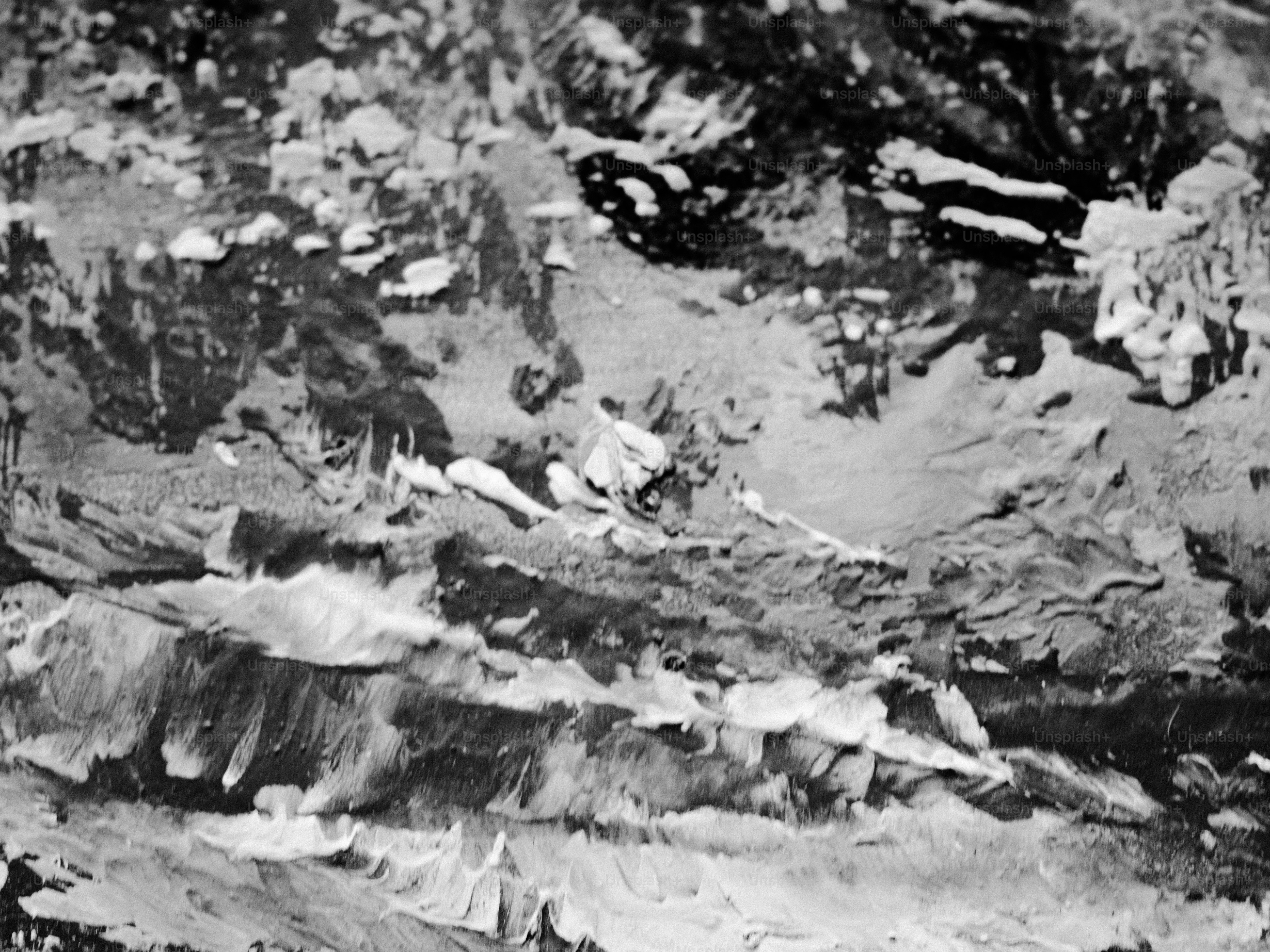 Abstract black and white art with texture.