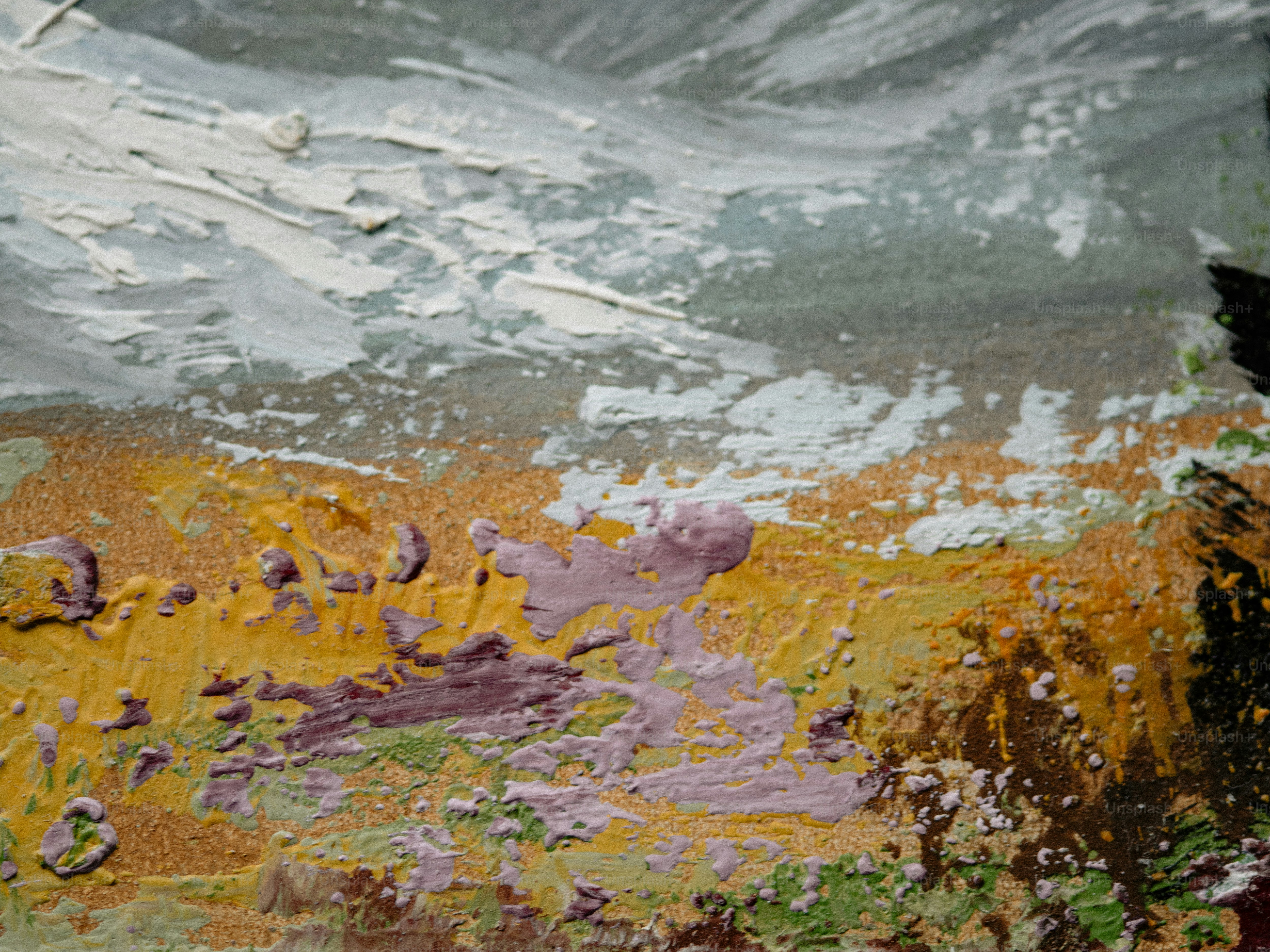 Pintura de paisagem abstrata com pinceladas grossas