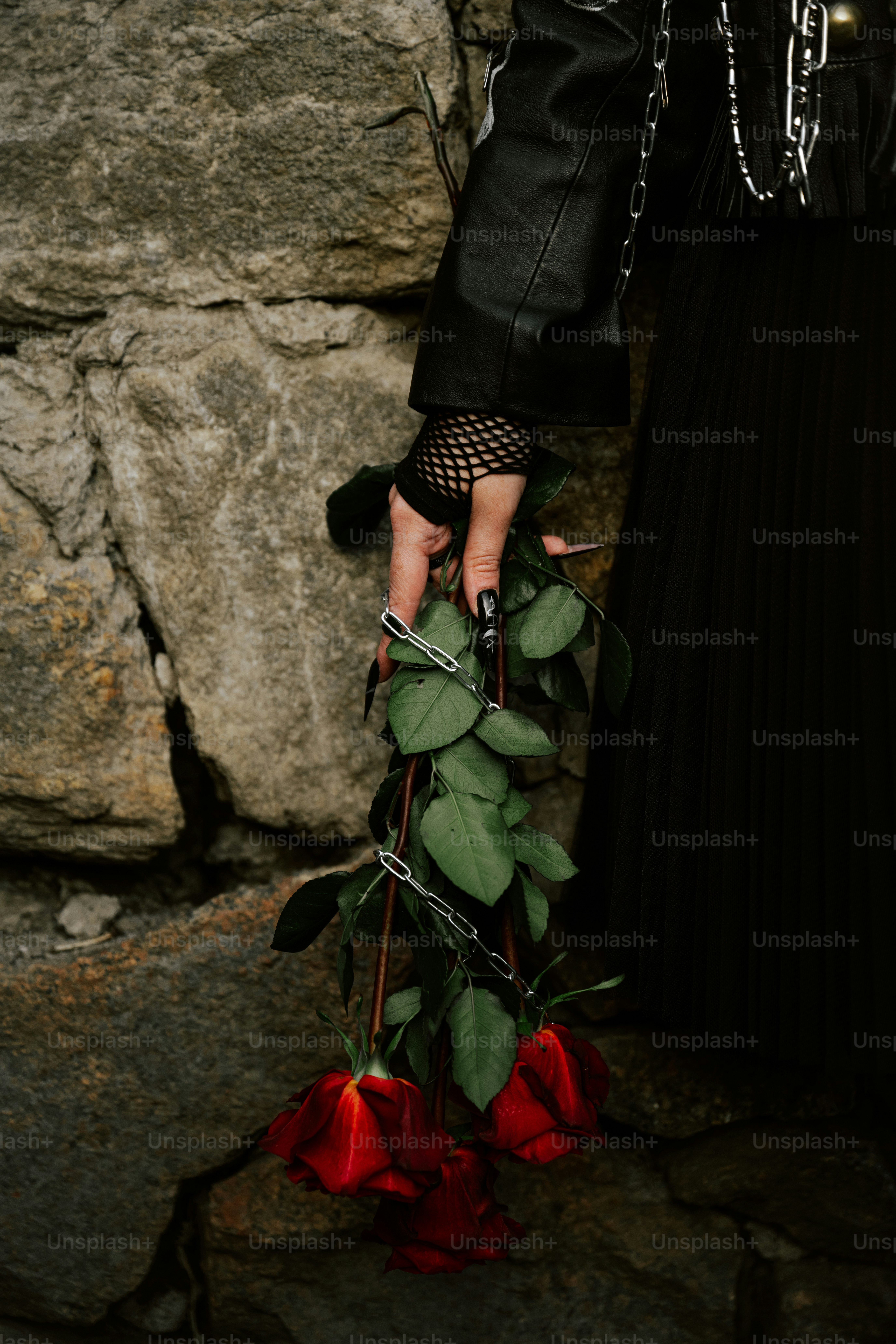 Gothic hand with roses.