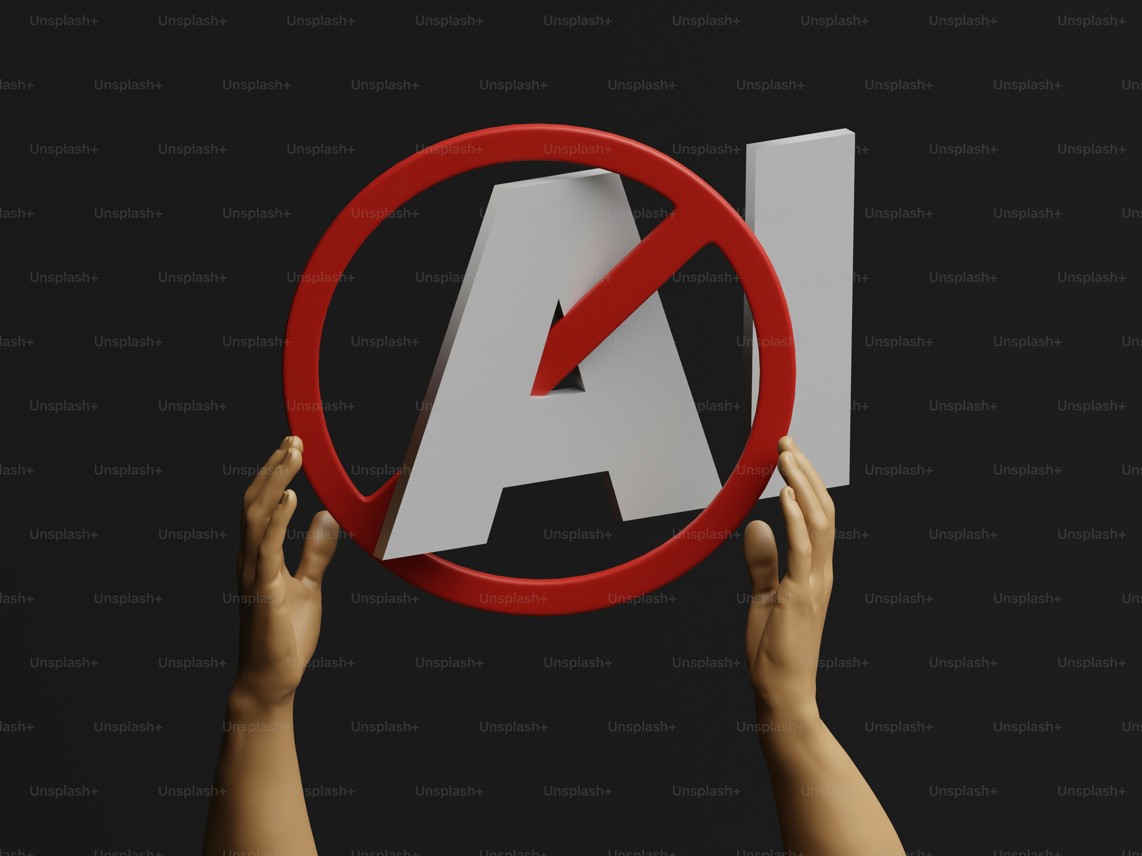 Mains tenant un signe « no ai ».