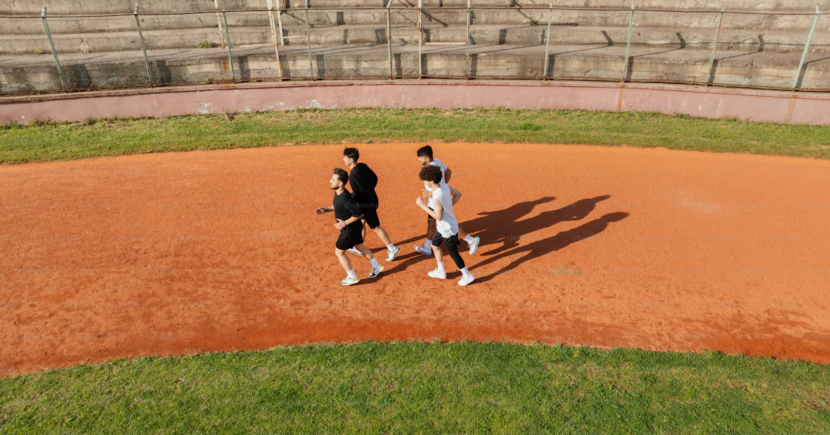 Runners are training on a baseball field. photo – Running Image on Unsplash
